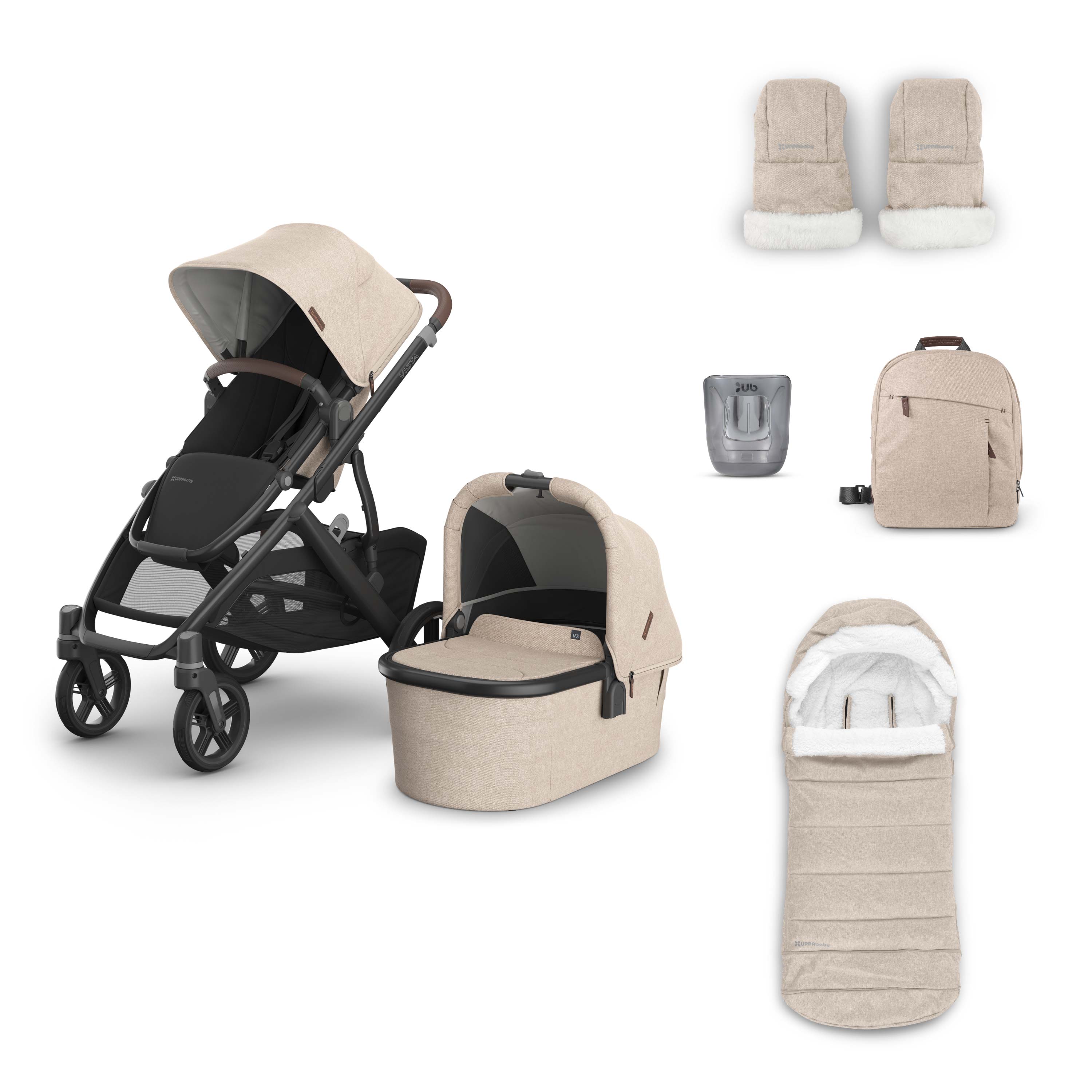 UPPAbaby Vista V3 Liam Pram + Carrycot Bundle | 4 Piece Accessory Pack
