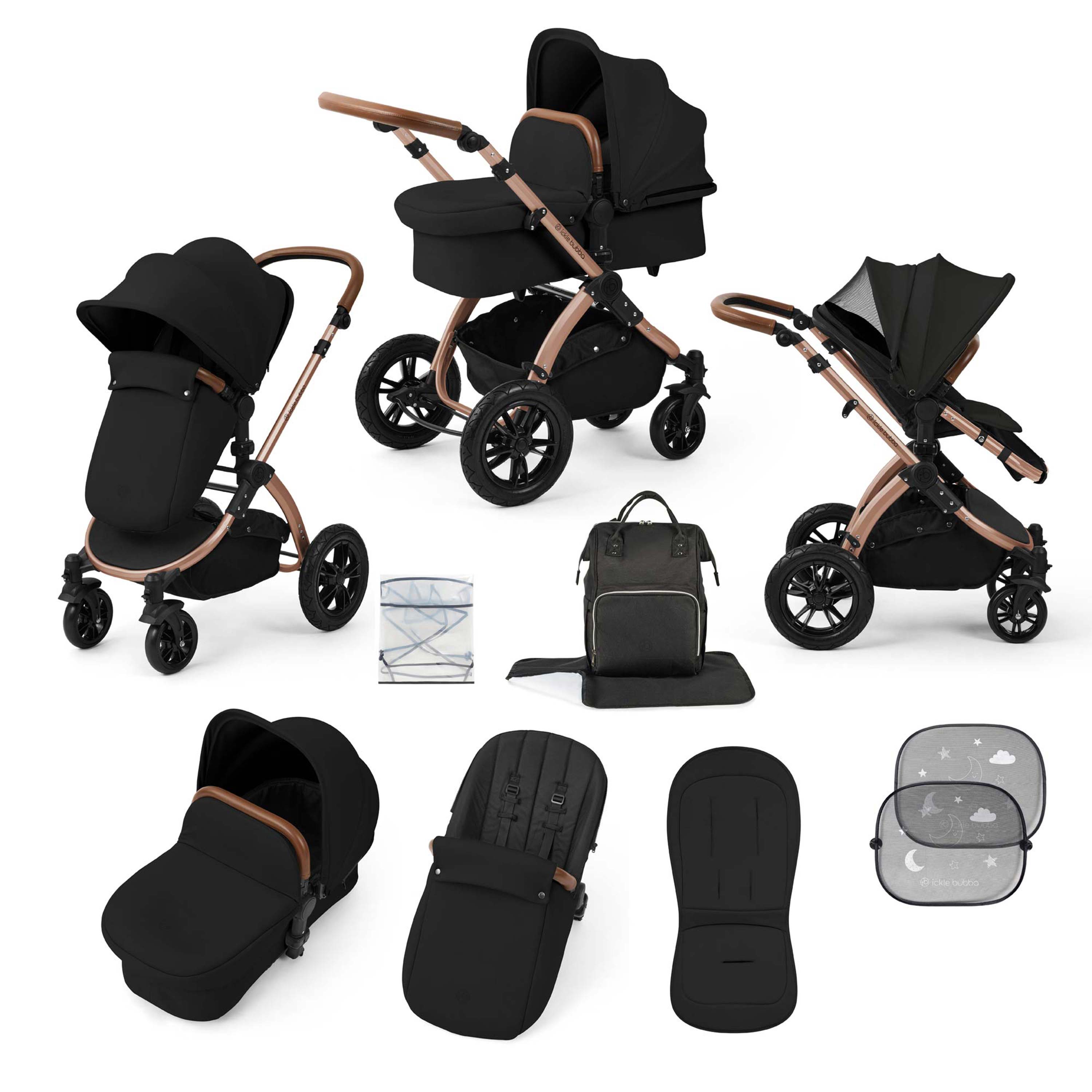 Ickle Bubba Stomp Luxe 9 Piece Pram Midnight