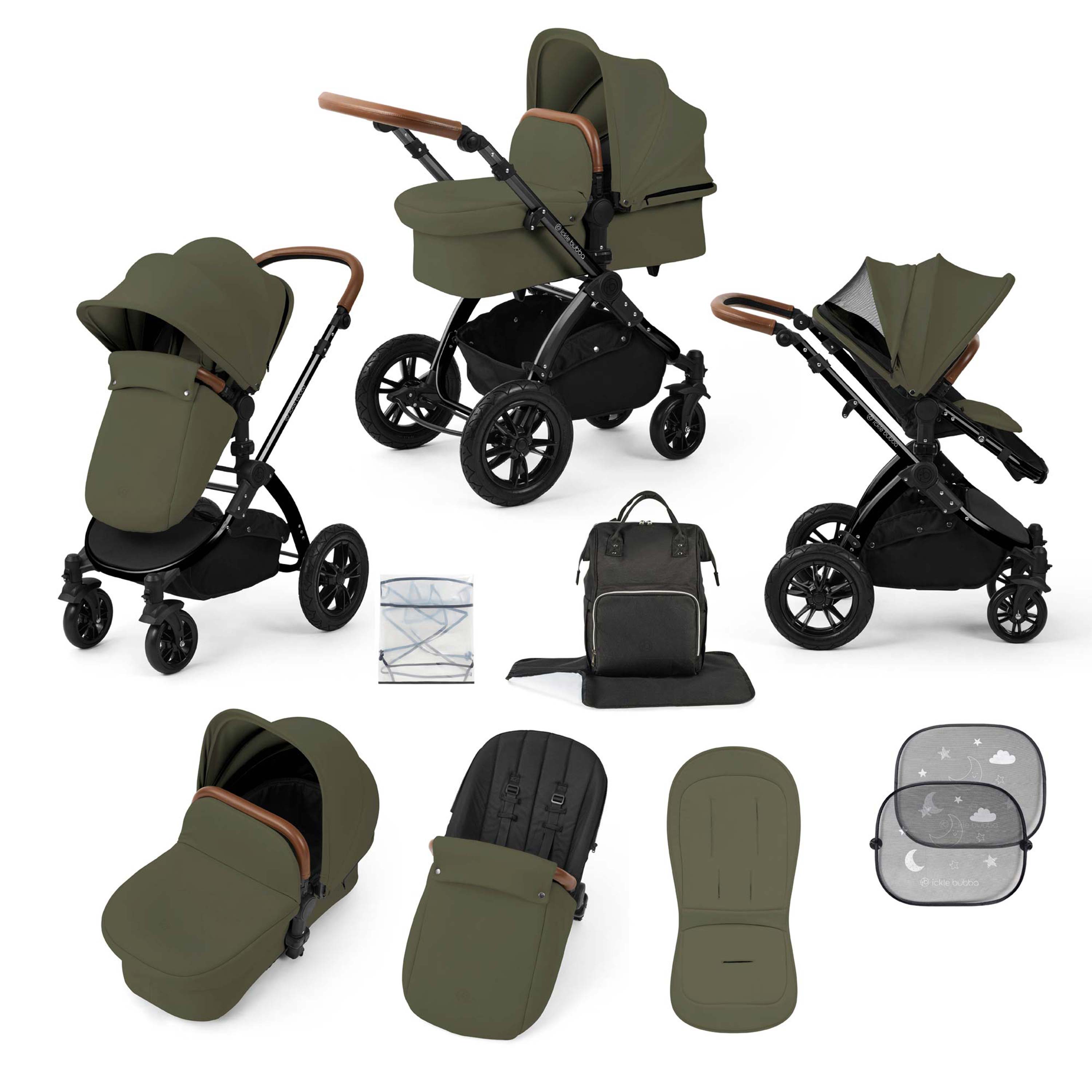 Ickle Bubba Stomp Luxe 9 Piece Pram Woodland