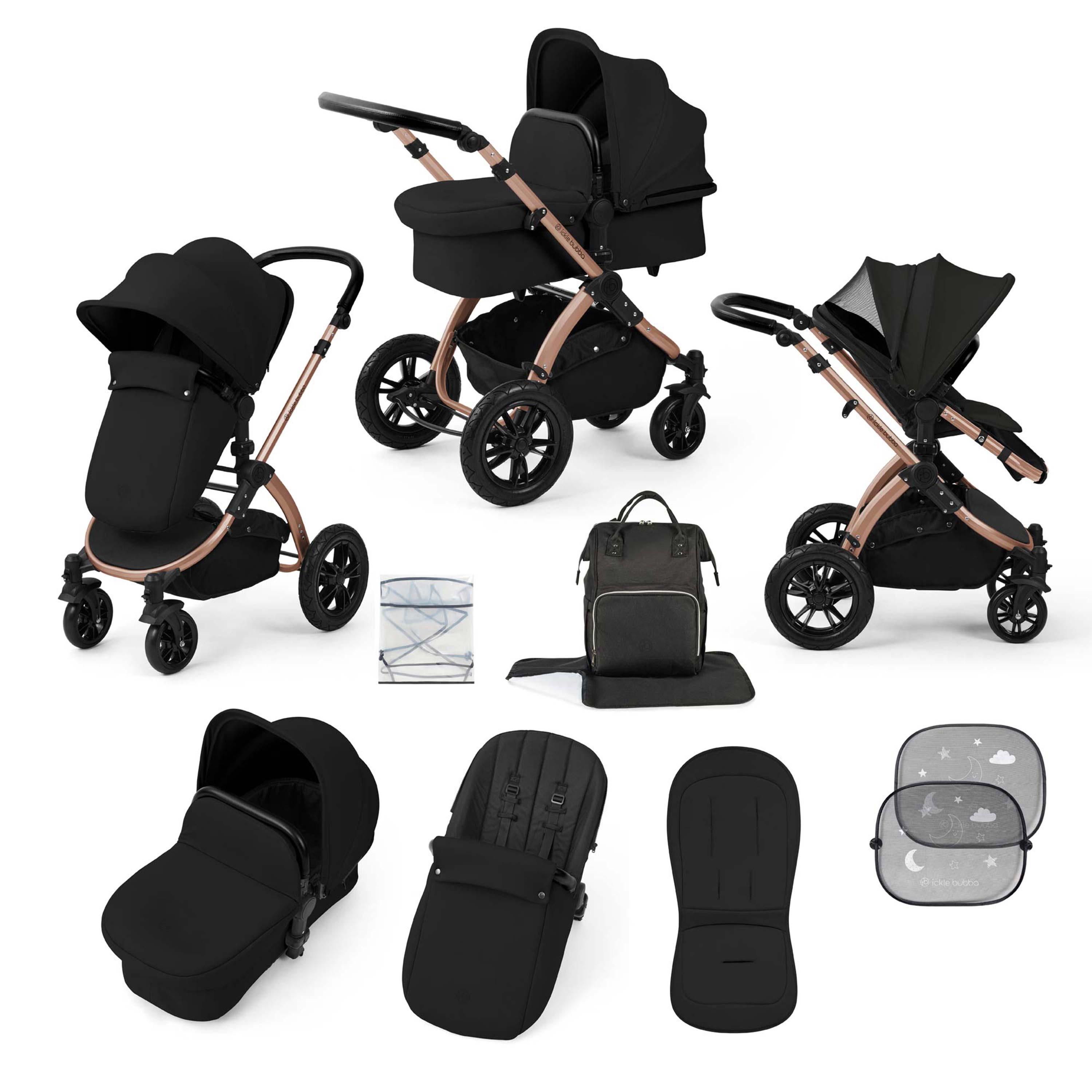 Ickle Bubba Stomp Luxe 9 Piece Pram Midnight