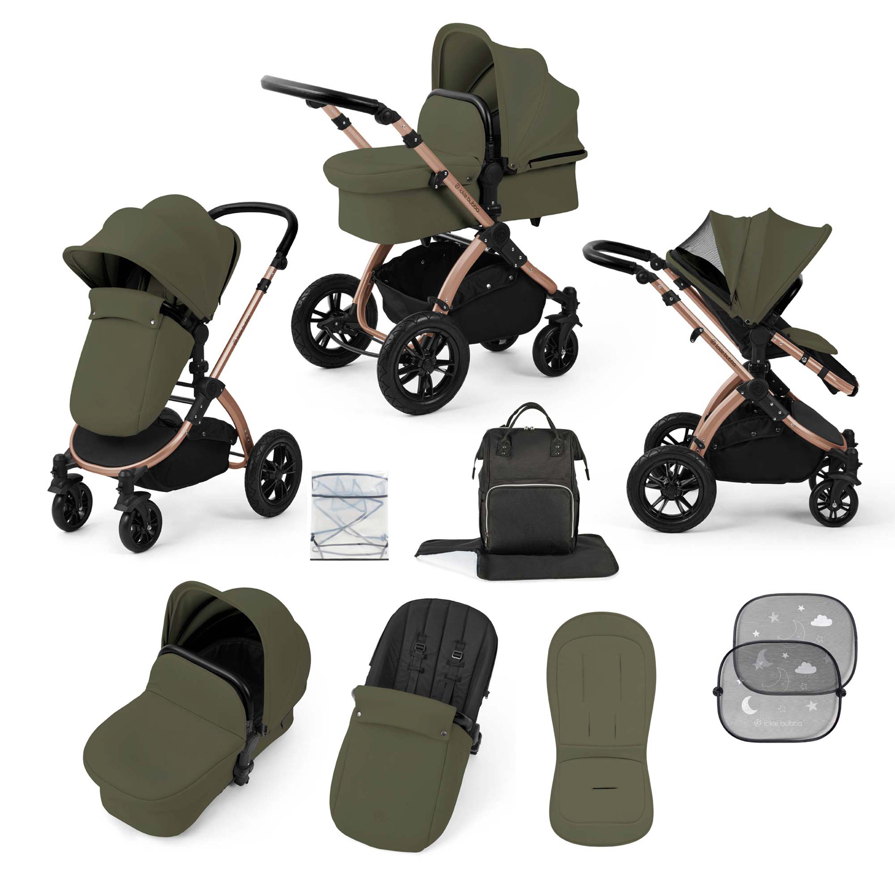 Ickle Bubba Stomp Luxe 9 Piece Pram Woodland