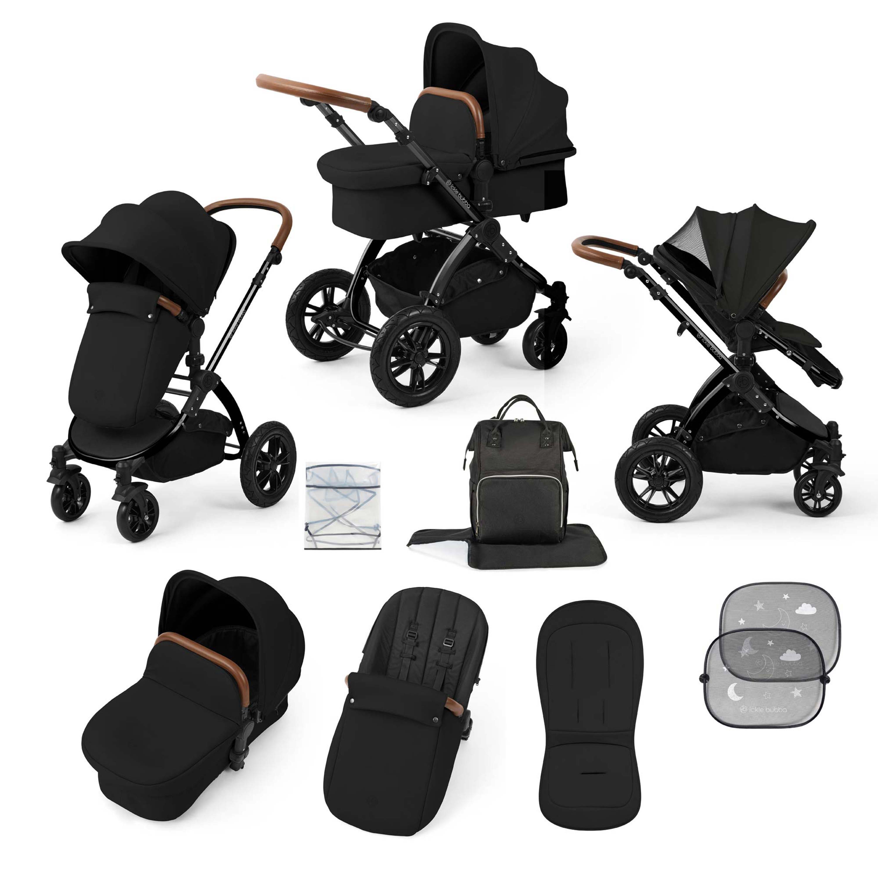 Ickle Bubba Stomp Luxe 9 Piece Pram Midnight