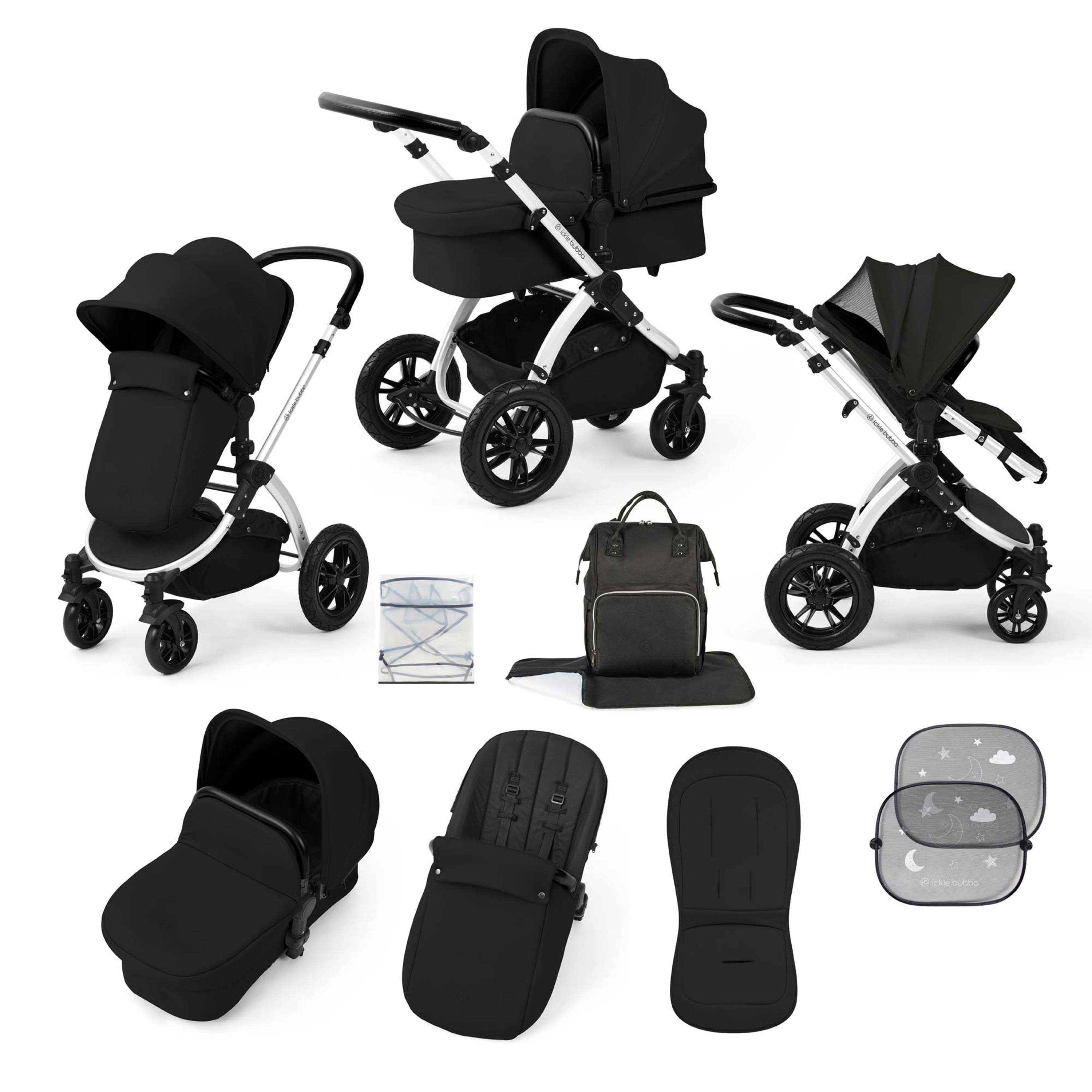 Ickle Bubba Stomp Luxe 9 Piece Pram Midnight