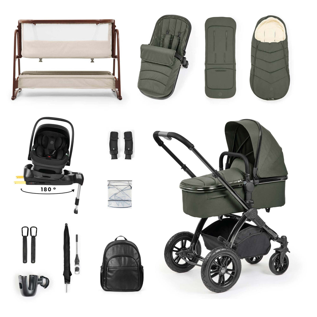 Ickle Bubba Stomp Luxe Elements 17-Piece Travel System & Home Bundle – Forest & Stone