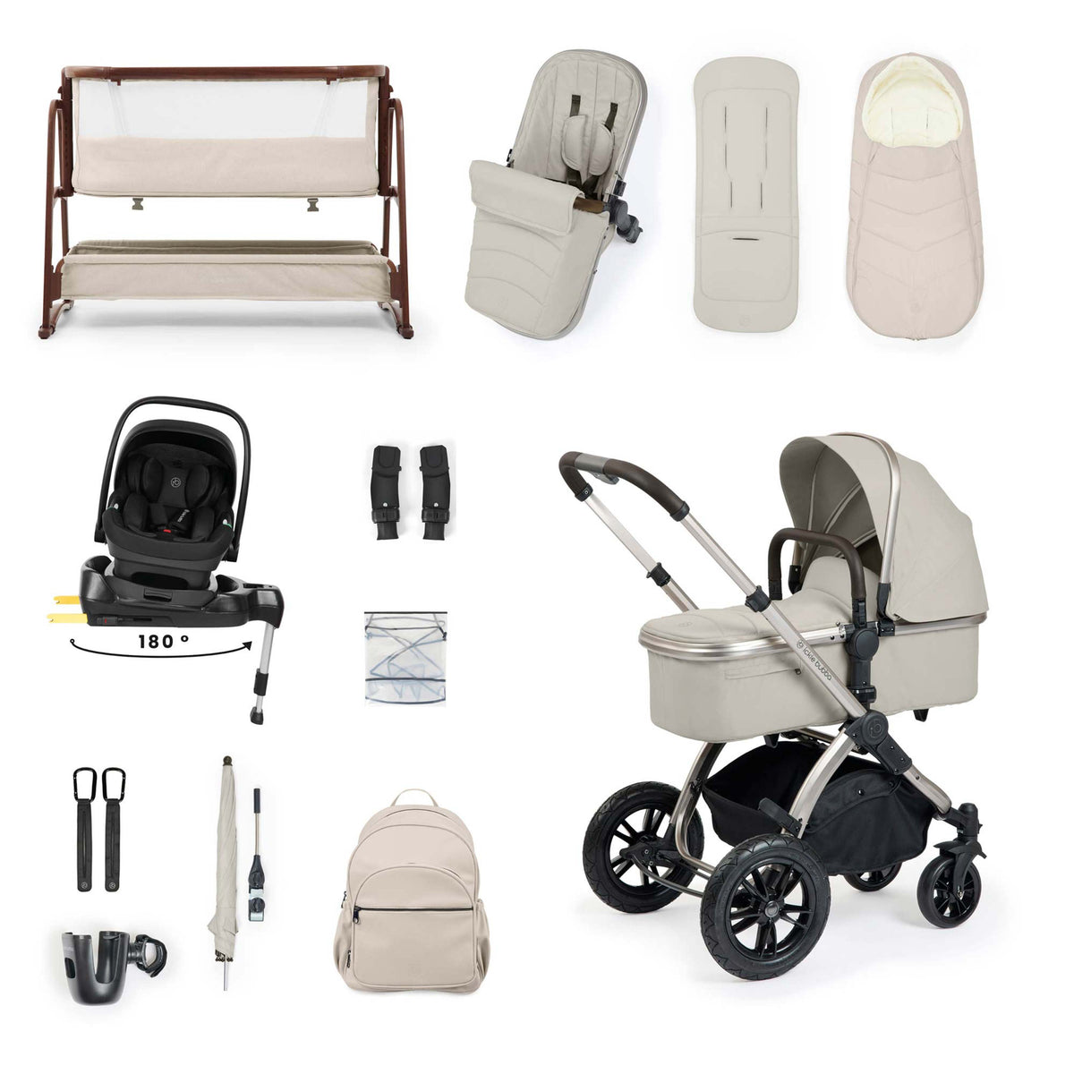 Ickle Bubba Stomp Luxe Elements 17-Piece Travel System & Home Bundle – Moonbeam & Stone
