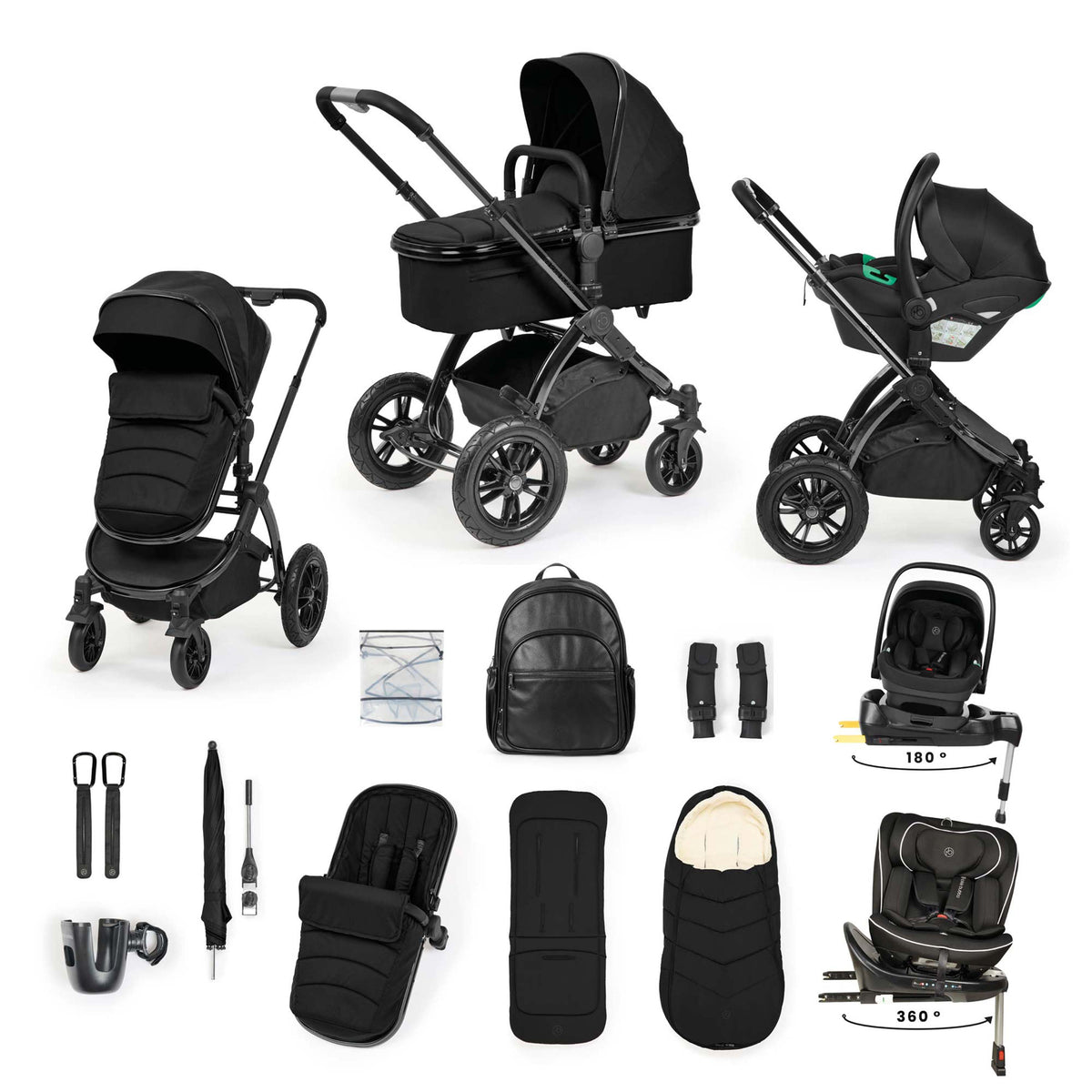 Ickle Bubba Stomp Luxe Elements 16 Piece Travel System | Raven