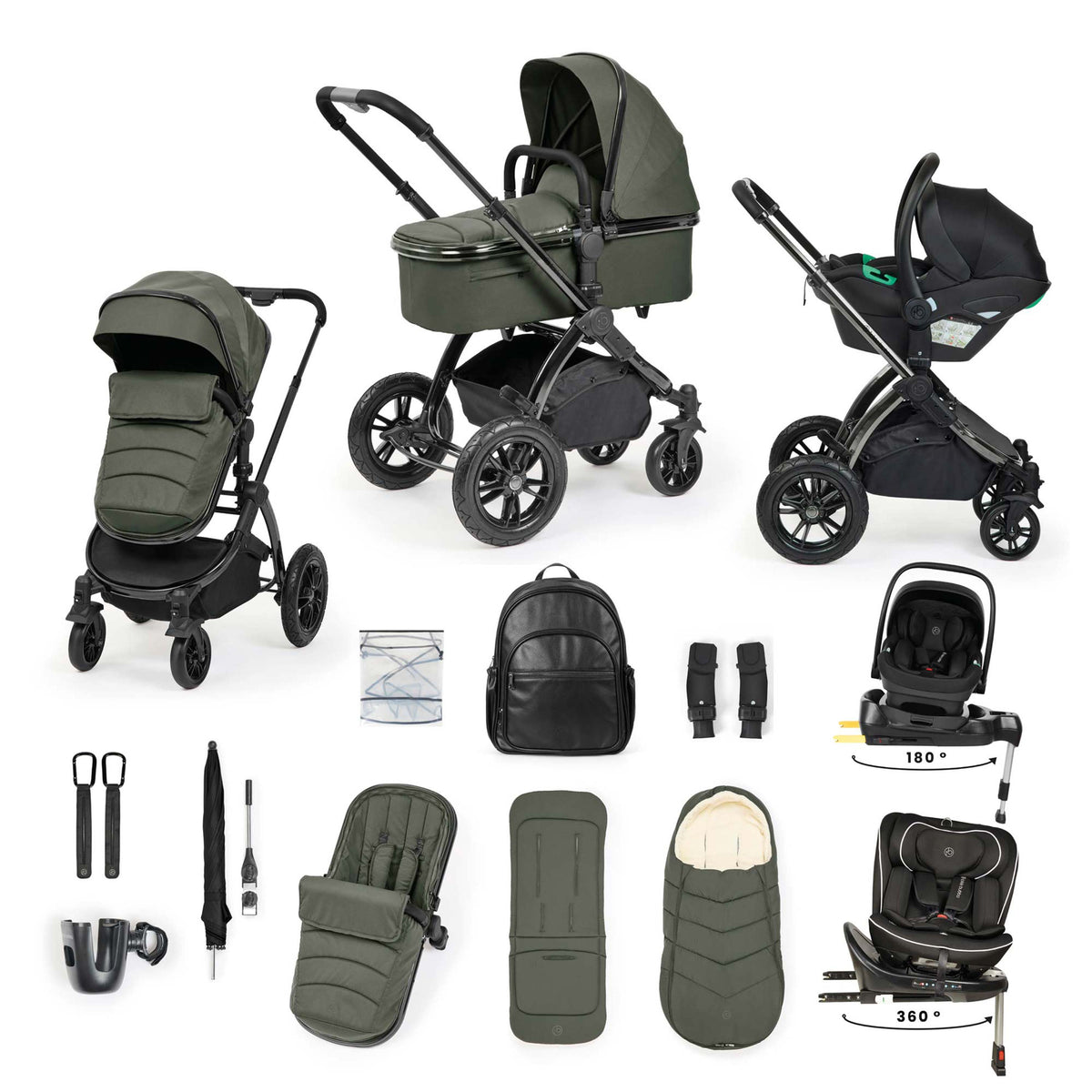 Ickle Bubba Stomp Luxe Elements 16 Piece Travel System | Forest
