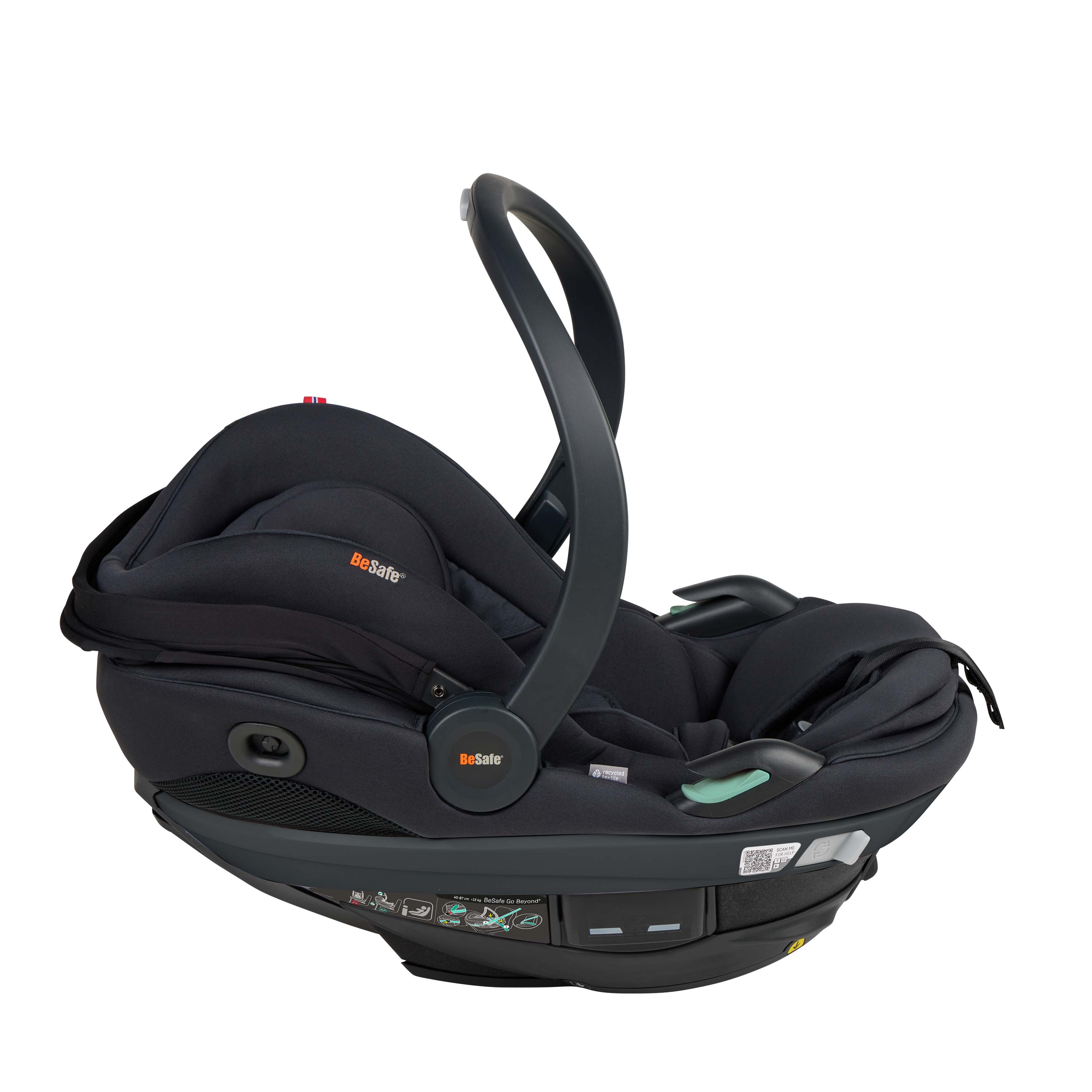 BeSafe Go Beyond 2 i-Size Infant Car Seat & ISOFIX Base - Black SoftBreeze