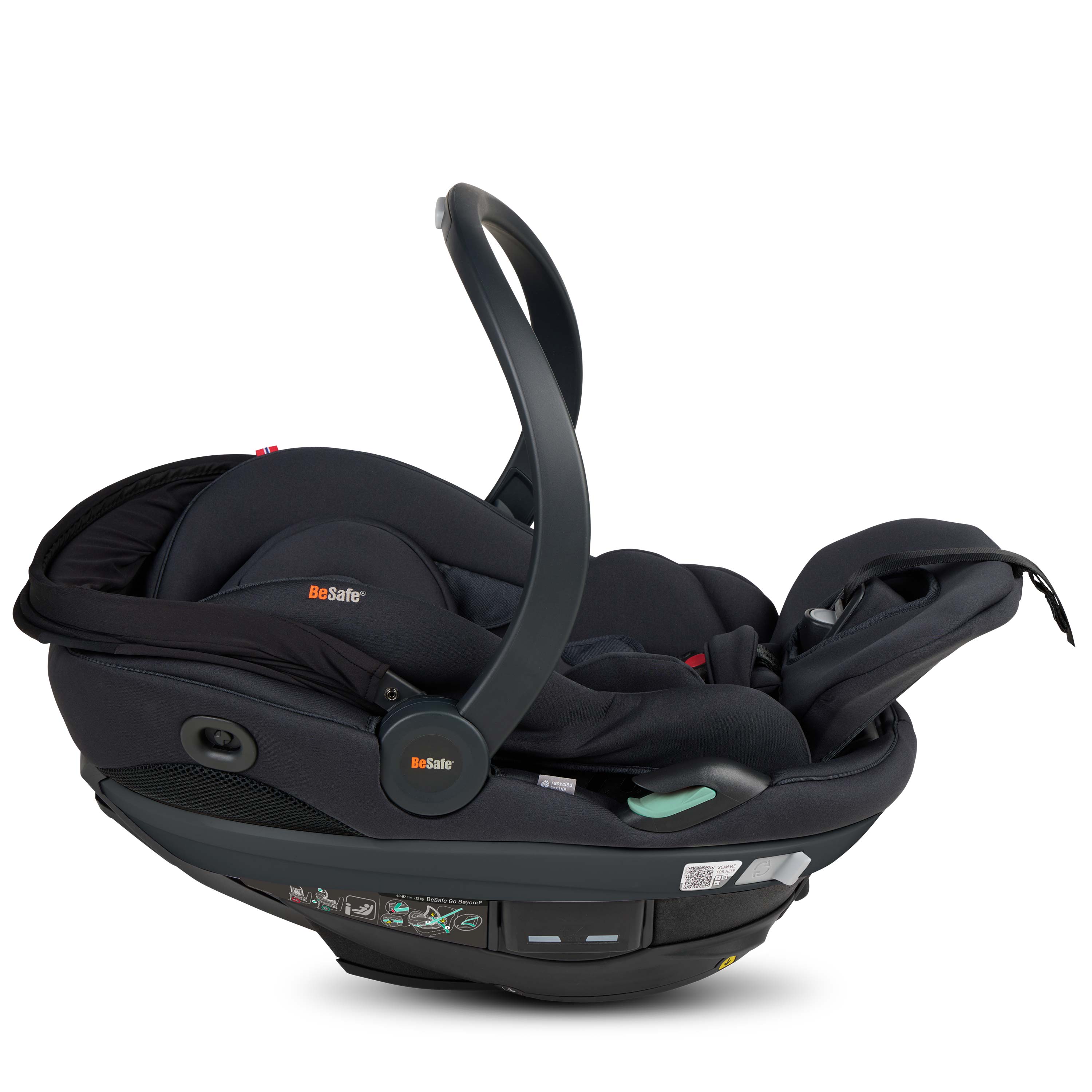 BeSafe Go Beyond 2 i-Size Infant Car Seat & ISOFIX Base - Black SoftBreeze