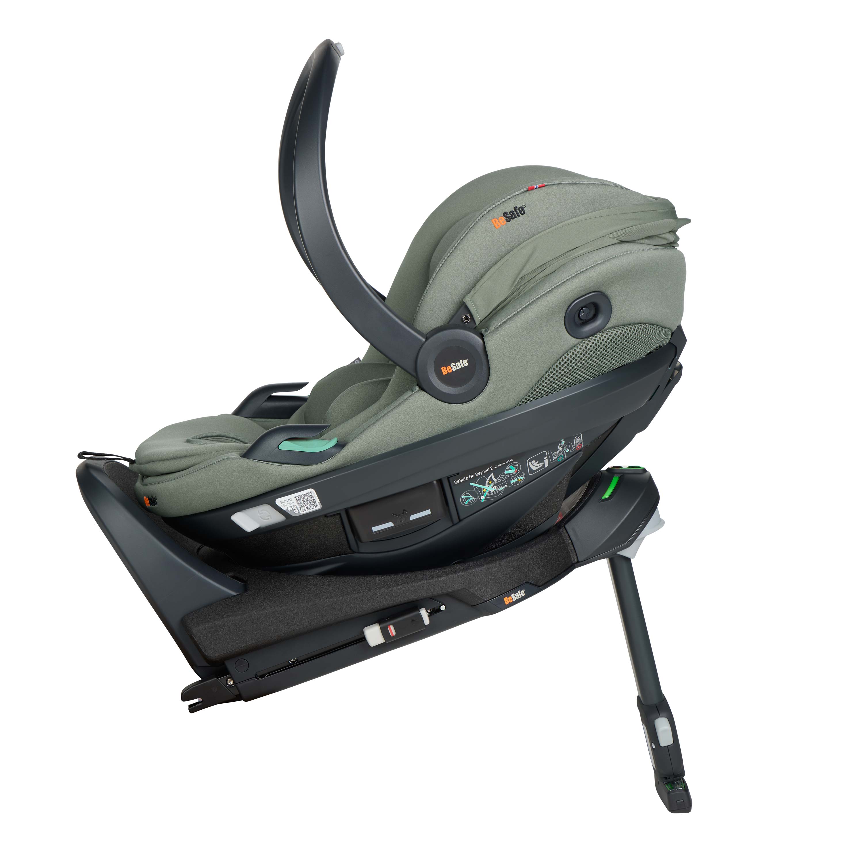 BeSafe Go Beyond 2 i-Size Infant Car Seat & ISOFIX Base - Meadow Green SoftBreeze
