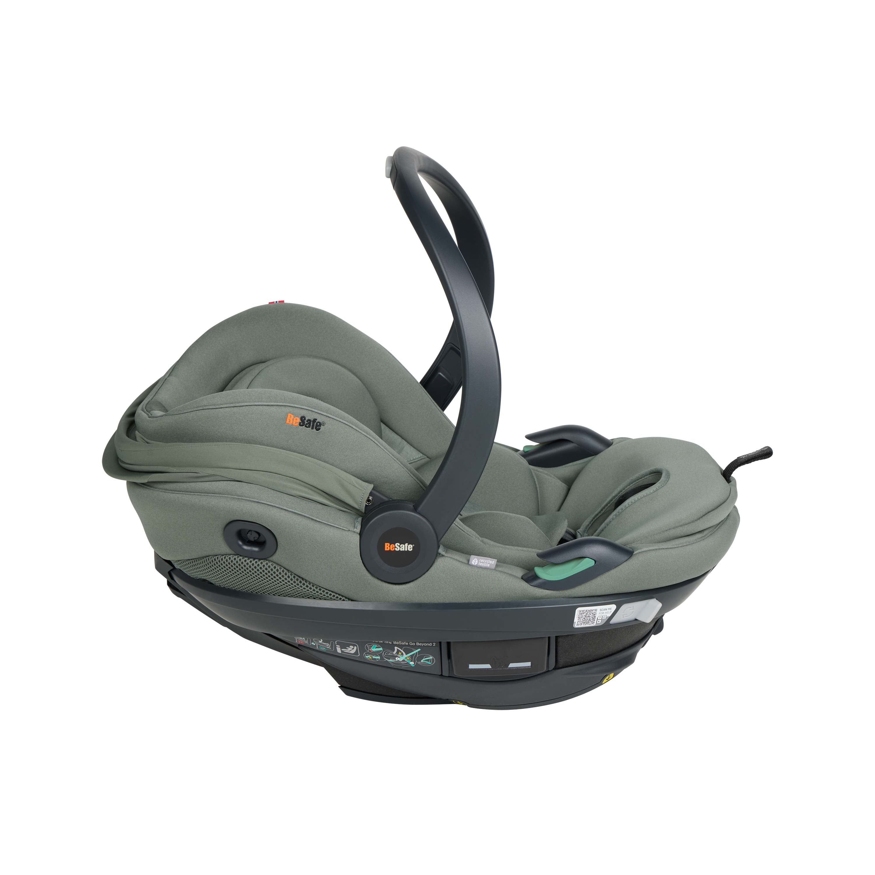 BeSafe Go Beyond 2 i-Size Infant Car Seat & ISOFIX Base - Meadow Green SoftBreeze