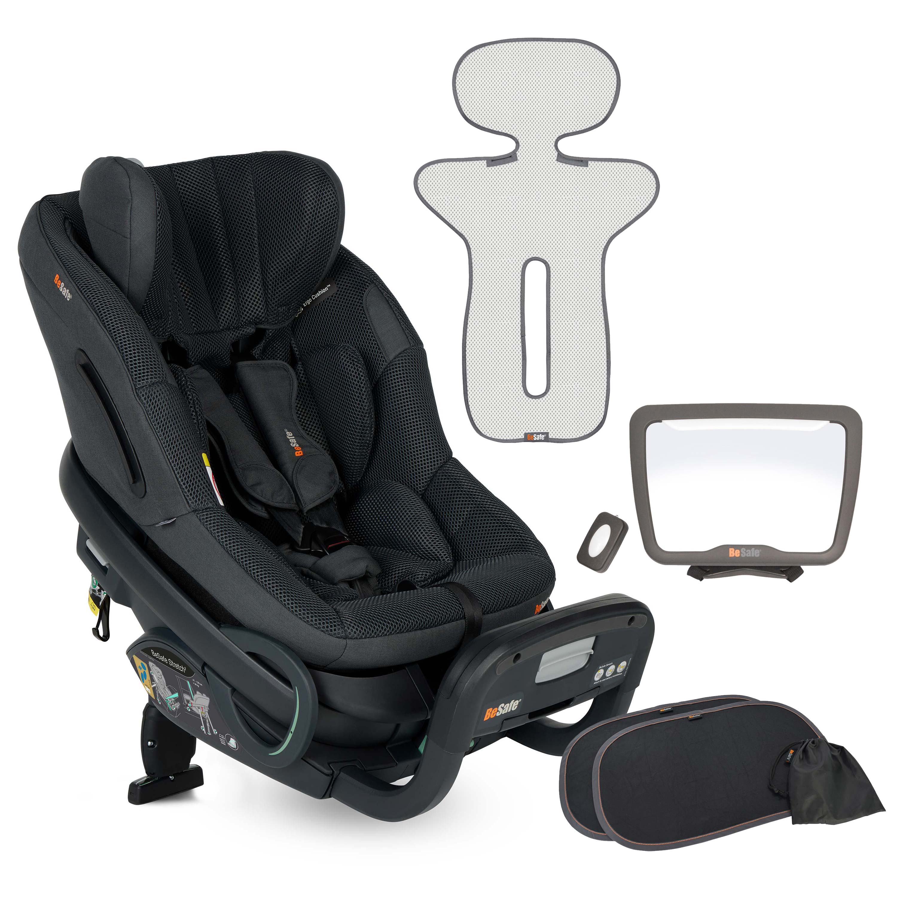 BeSafe Stretch² Rear-Facing Car Seat & Free Accessory Bundle | Anthracite Mesh