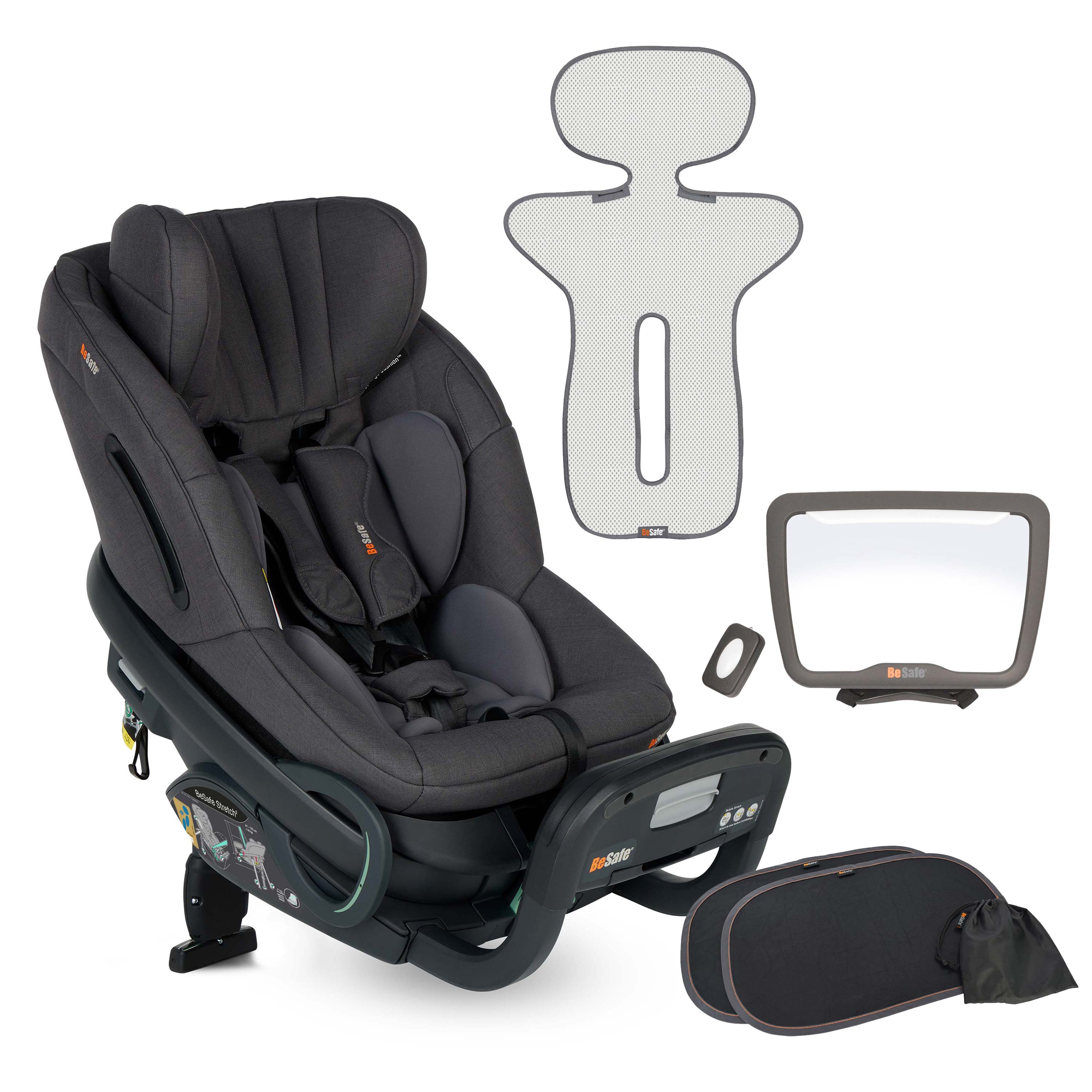 BeSafe Stretch² Rear-Facing Car Seat & Free Accessory Bundle | Dark Grey Melange