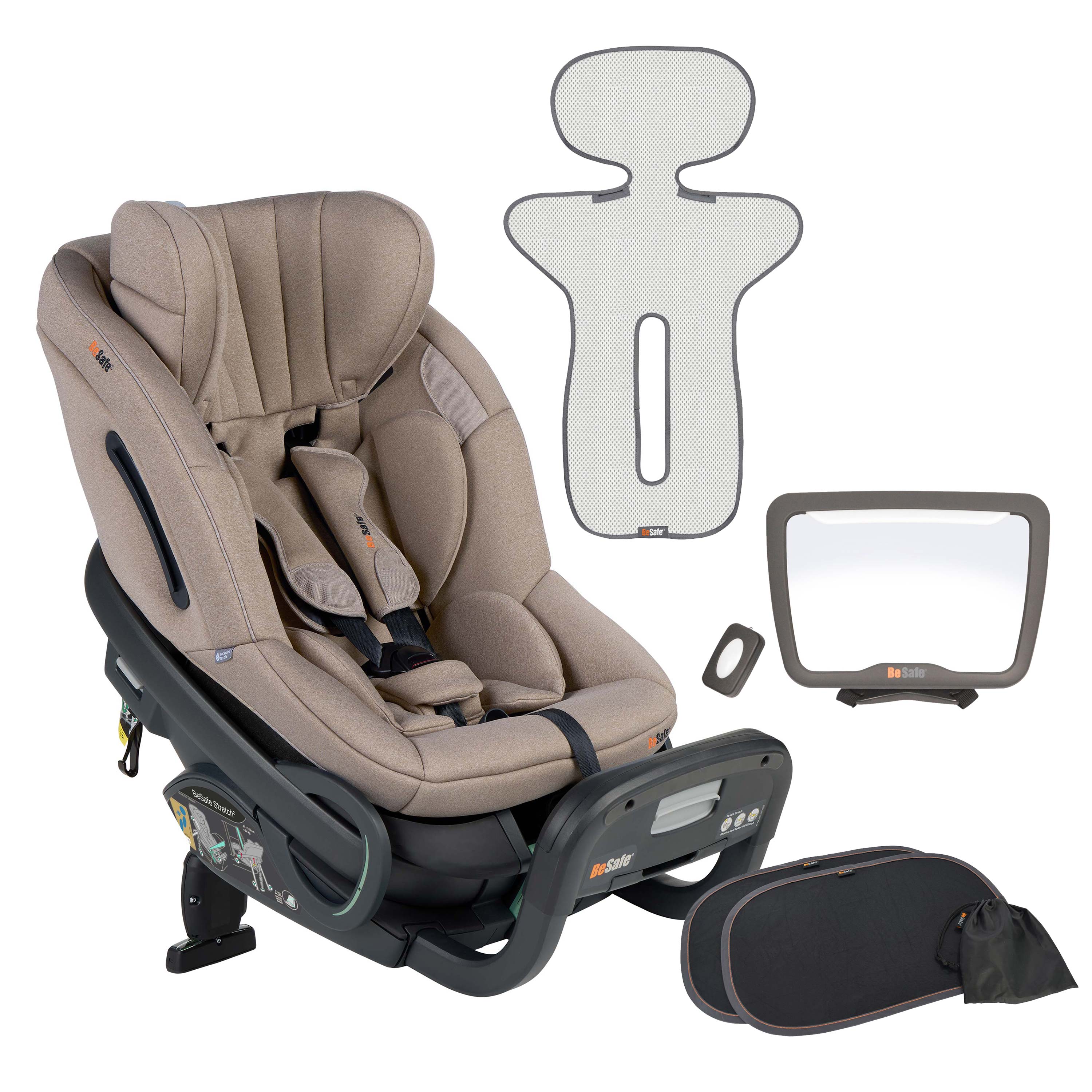 BeSafe Stretch² Rear-Facing Car Seat & Free Accessory Bundle | Dark Sand SoftBreeze