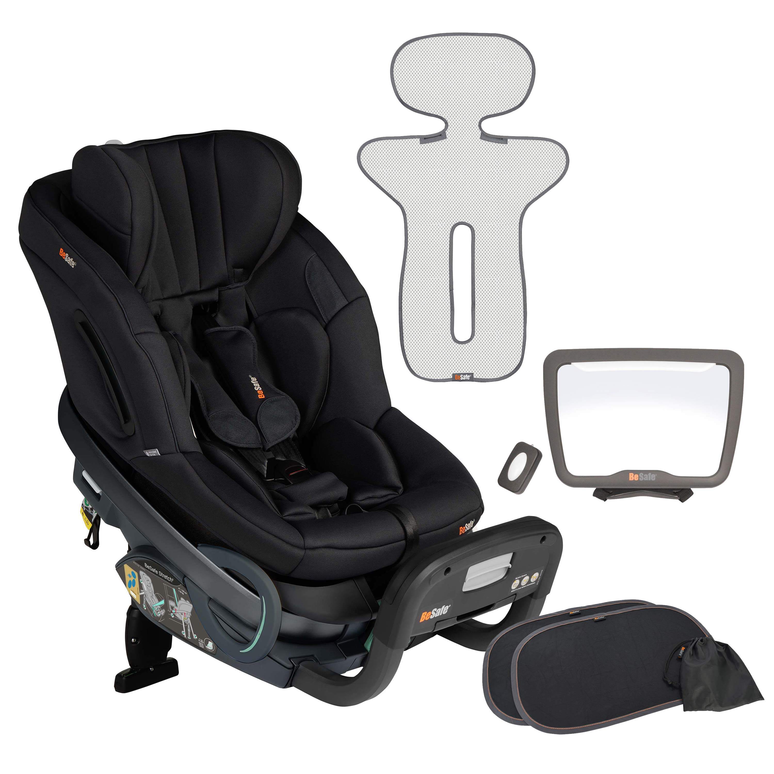 BeSafe Stretch² Rear-Facing Car Seat & Free Accessory Bundle | Black SoftBreeze