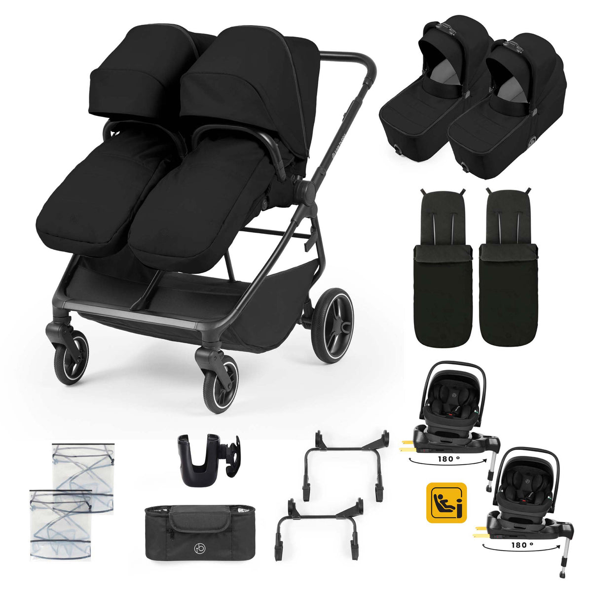 Ickle Bubba Altair Twin 17 Piece Travel System | Black