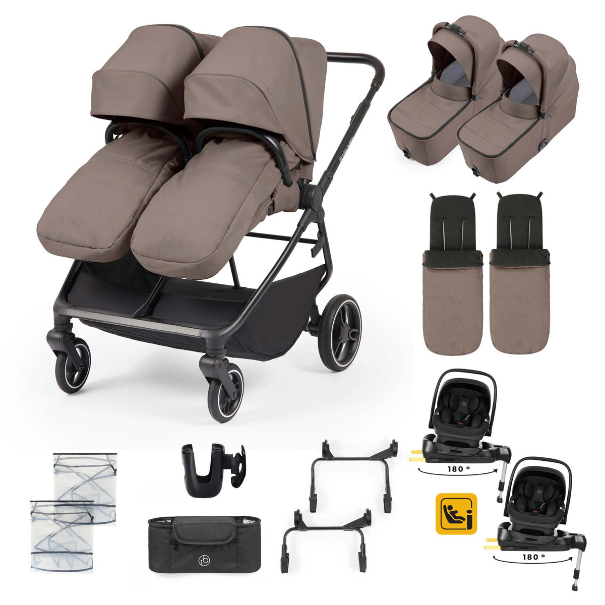 Ickle Bubba Altair Twin 17 Piece Travel System | Mink
