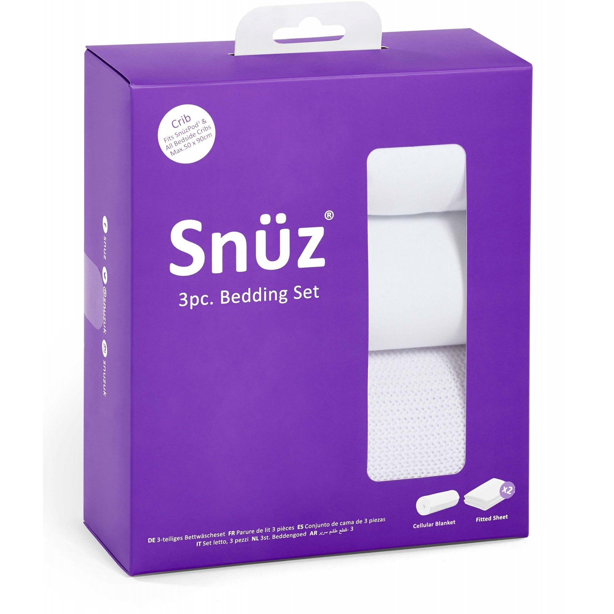 Snuz Crib 3 Piece Bedding Set Core White