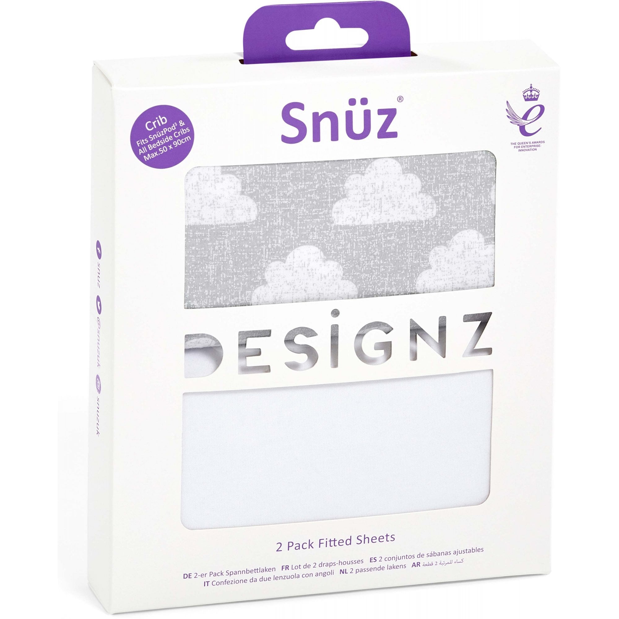 Snuz Crib Fitted Sheets 2 Pack Cloud Nine