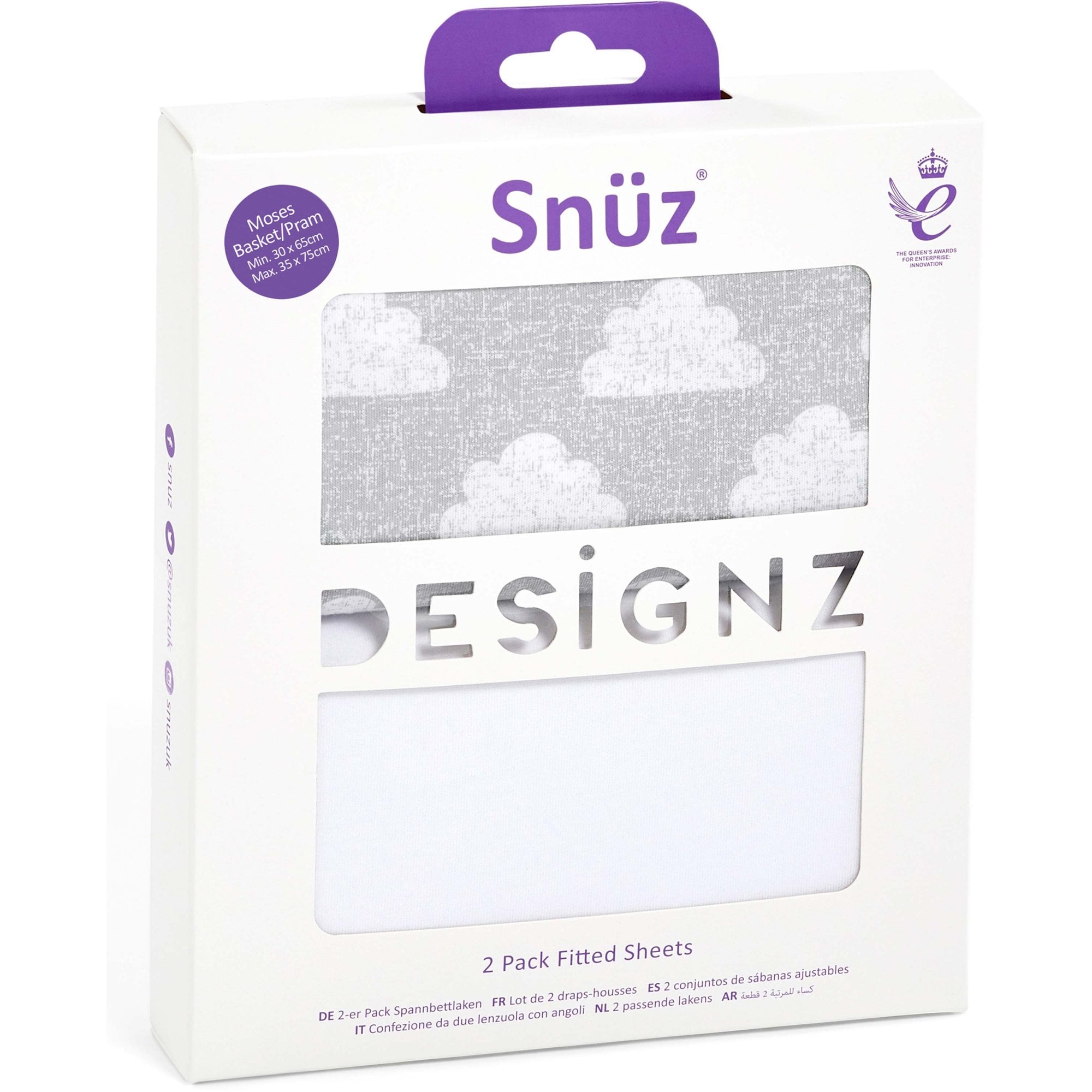 Snuz Moses & Pram Fitted Sheets 2 Pack Cloud Nine