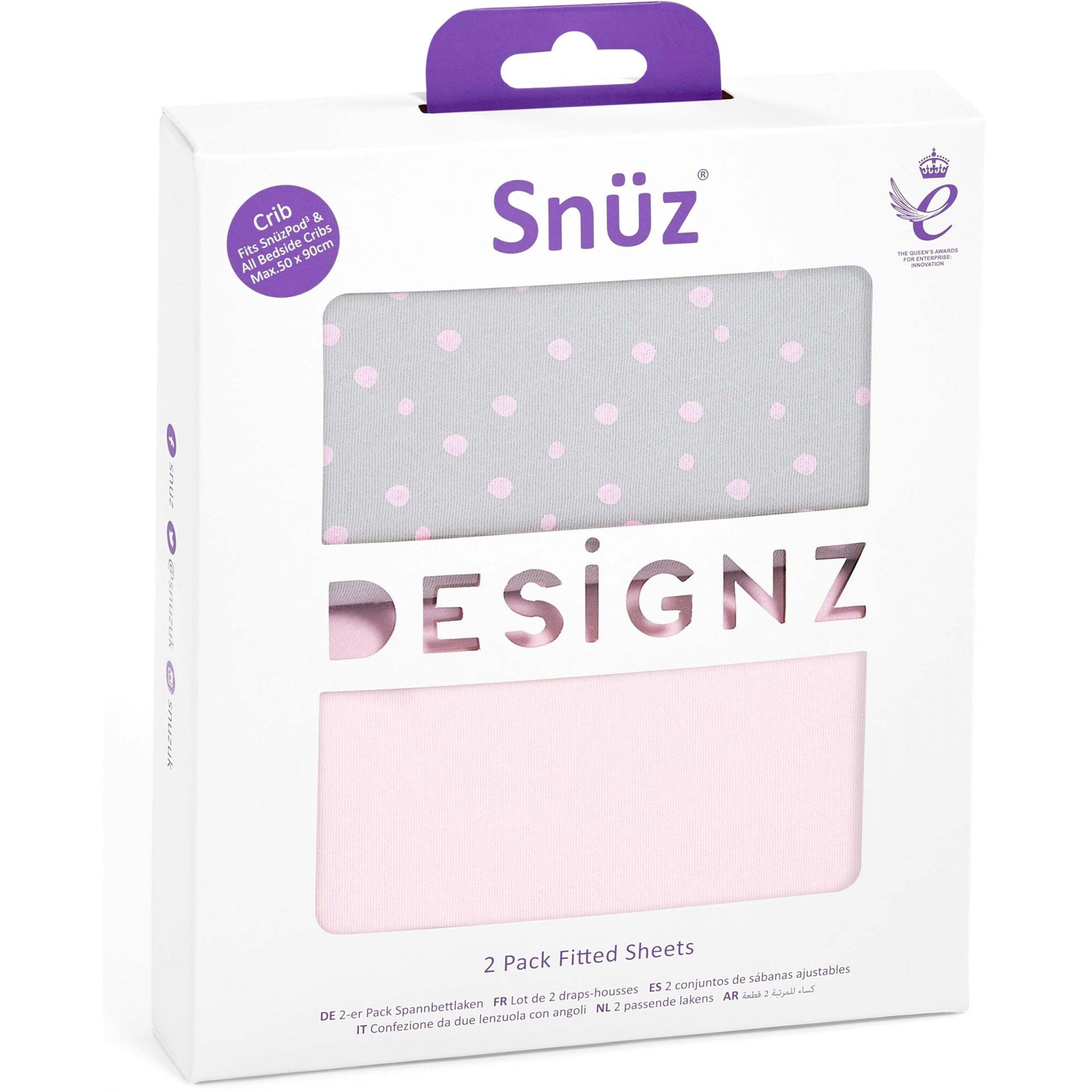 Snuz Fitted Sheets 2 Pack Rose Spots