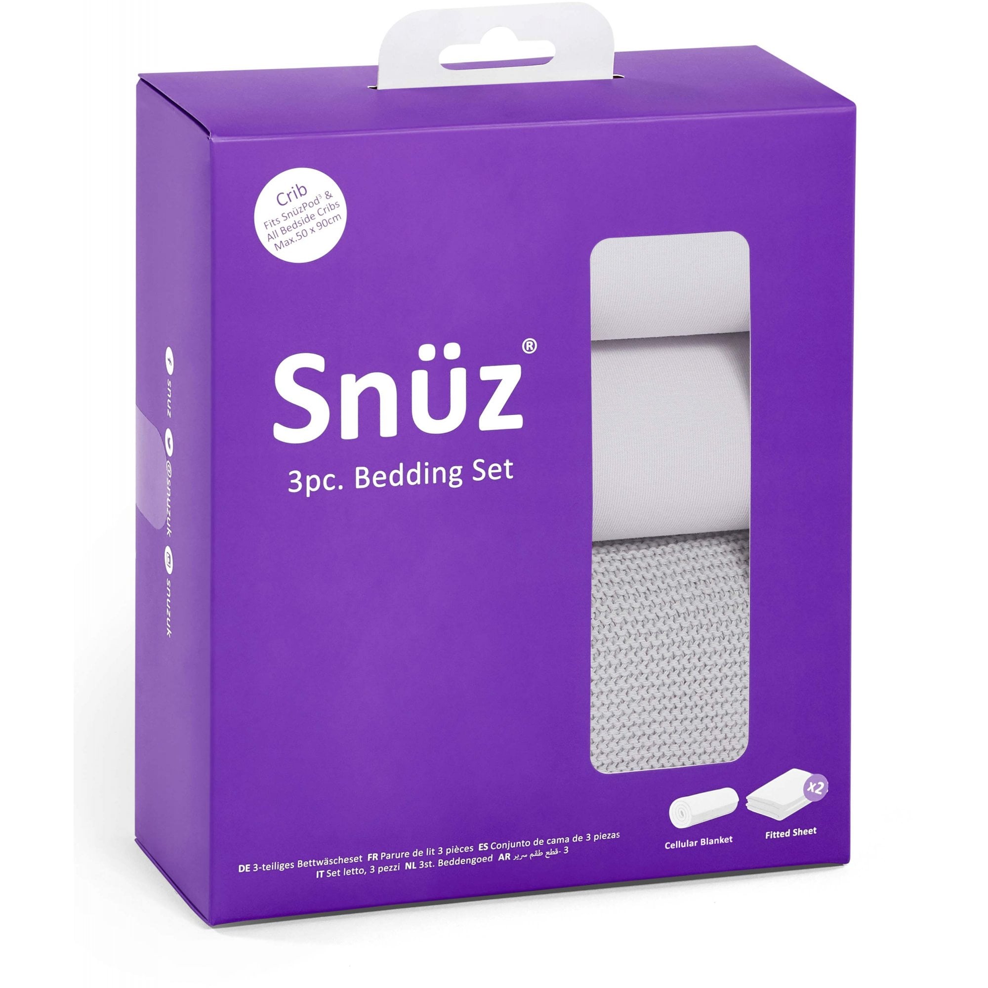 Snuz Crib 3 Piece Bedding Set Core Grey