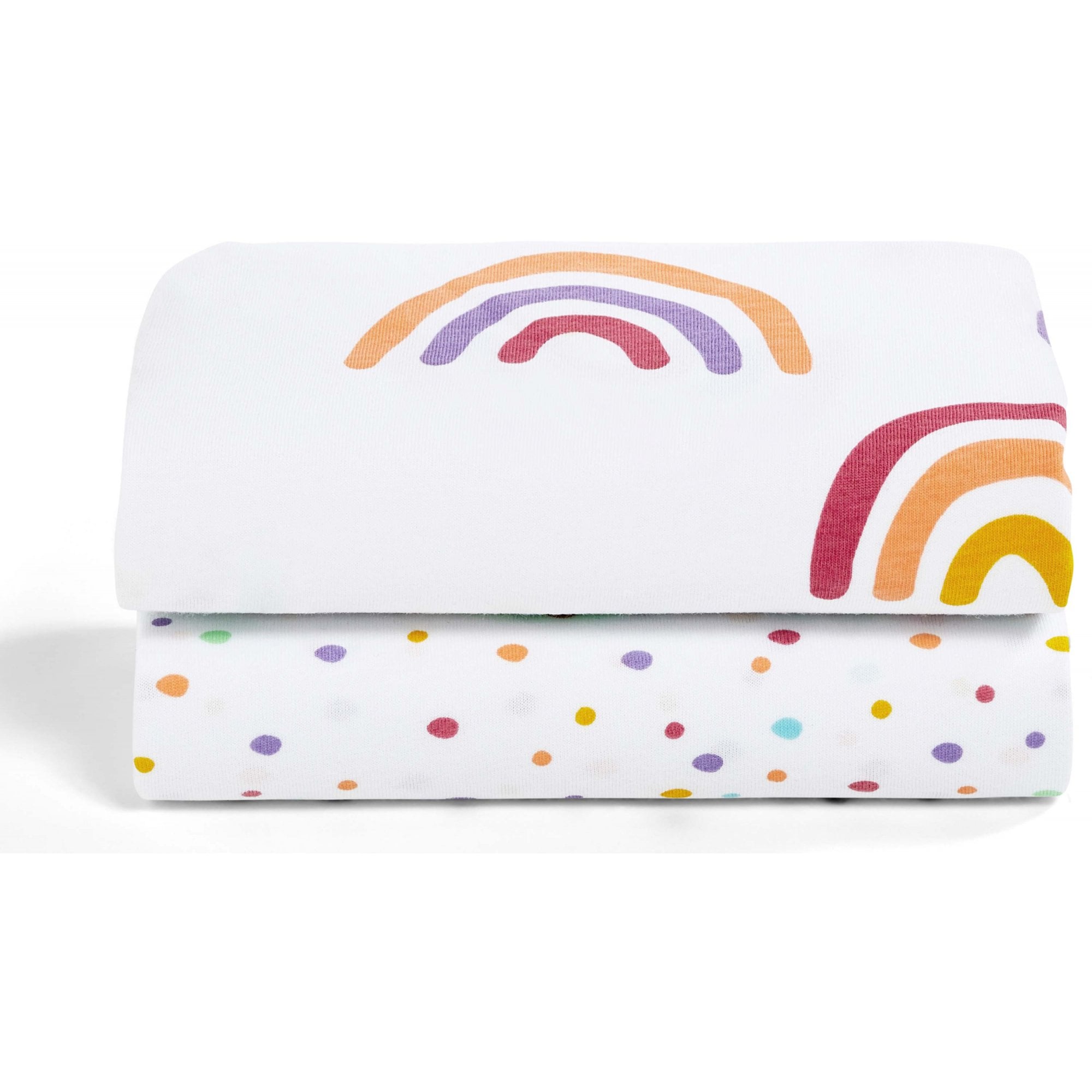 Snuz Crib Fitted Sheets 2 Pack Coloured Rainbow