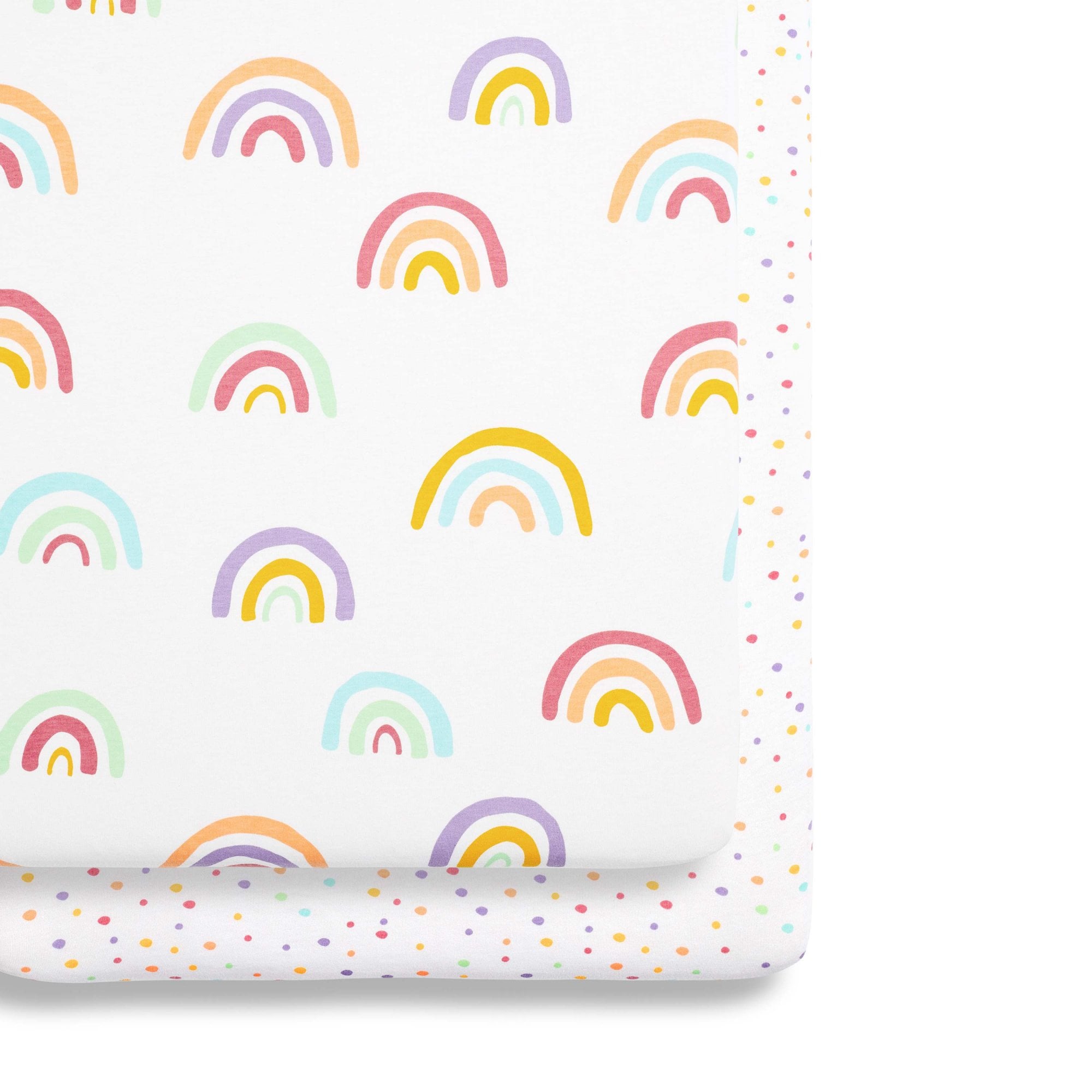 Snuz Crib Fitted Sheets 2 Pack Coloured Rainbow