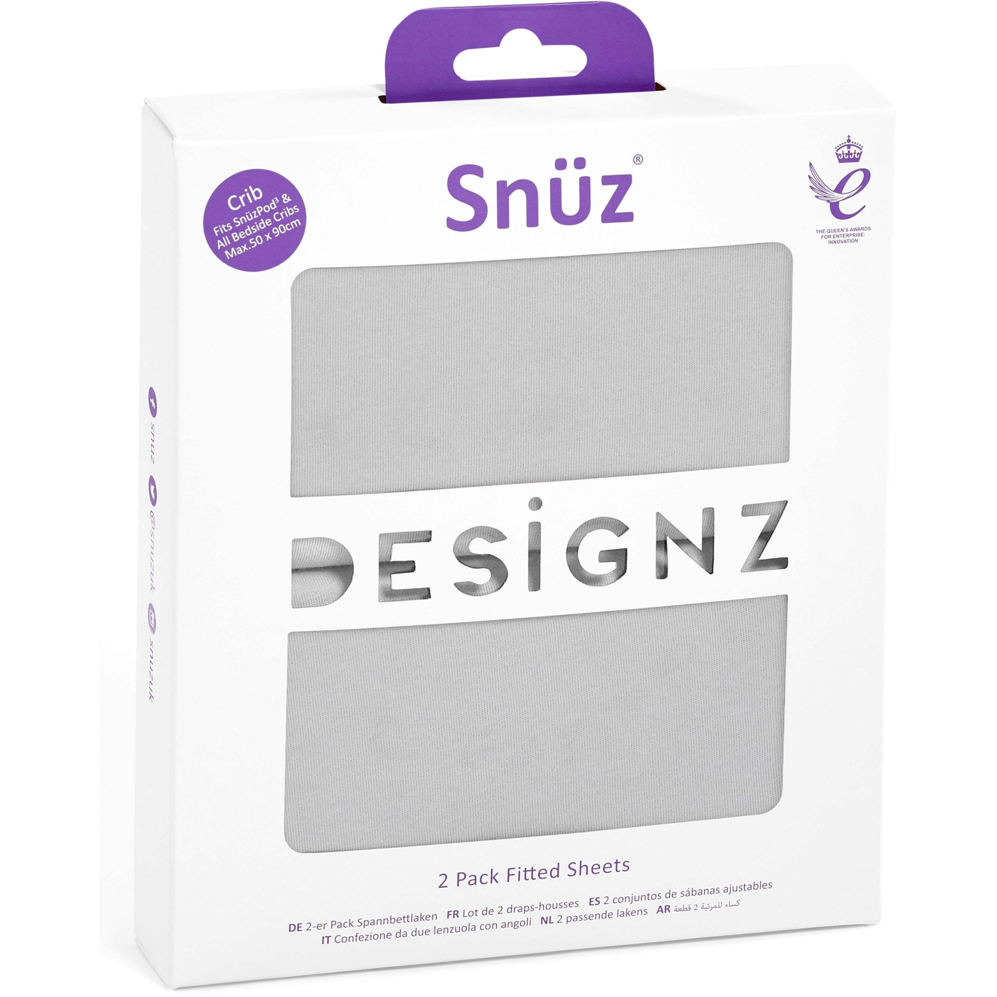 Snuz Crib Fitted Sheets 2 Pack Core Grey