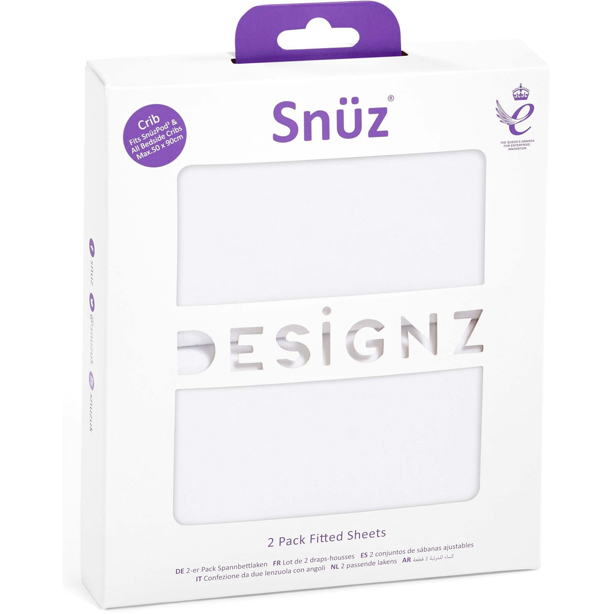 Snuz Crib Fitted Sheets 2 Pack Core White