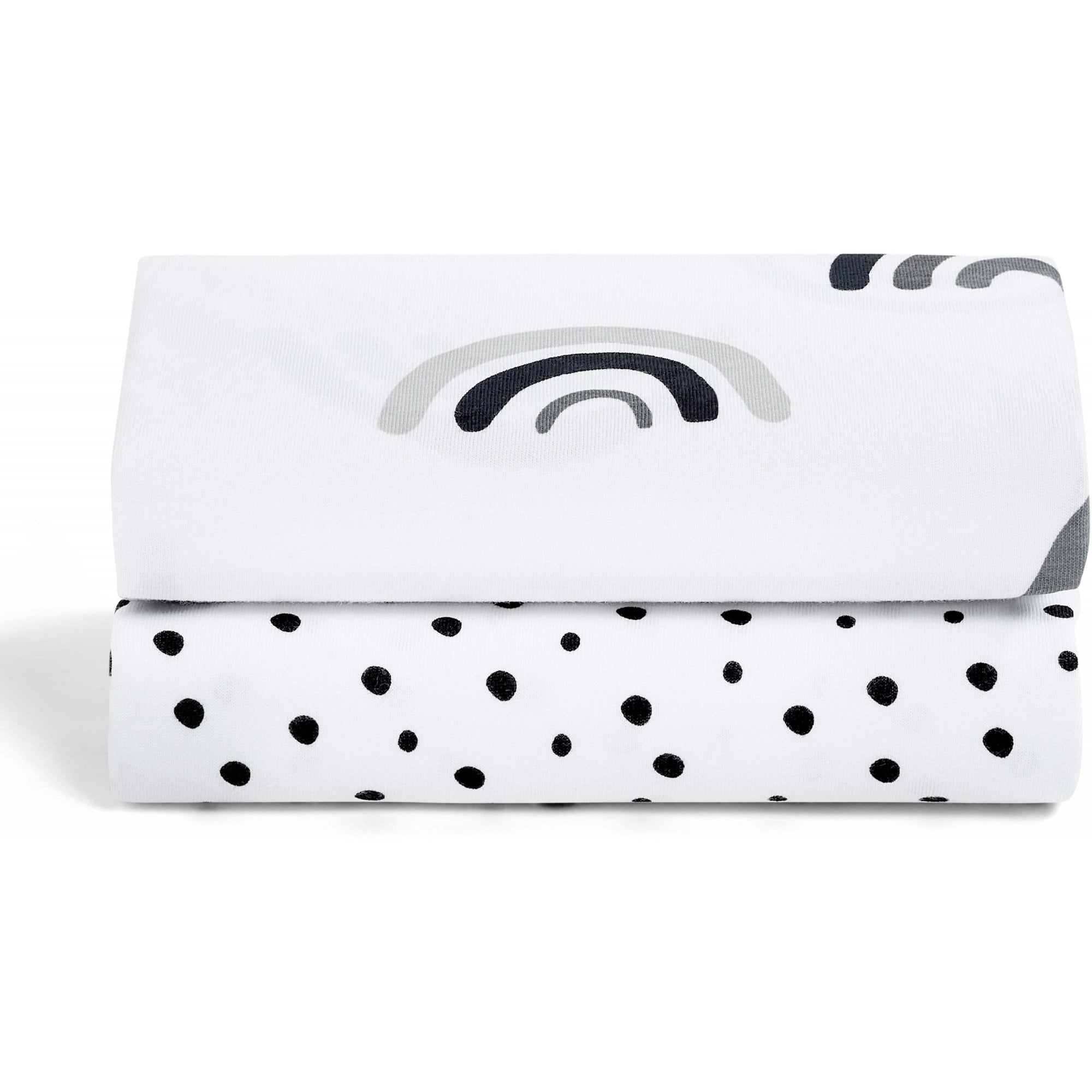 Snuz Crib Fitted Sheets 2 Pack Mono Rainbow