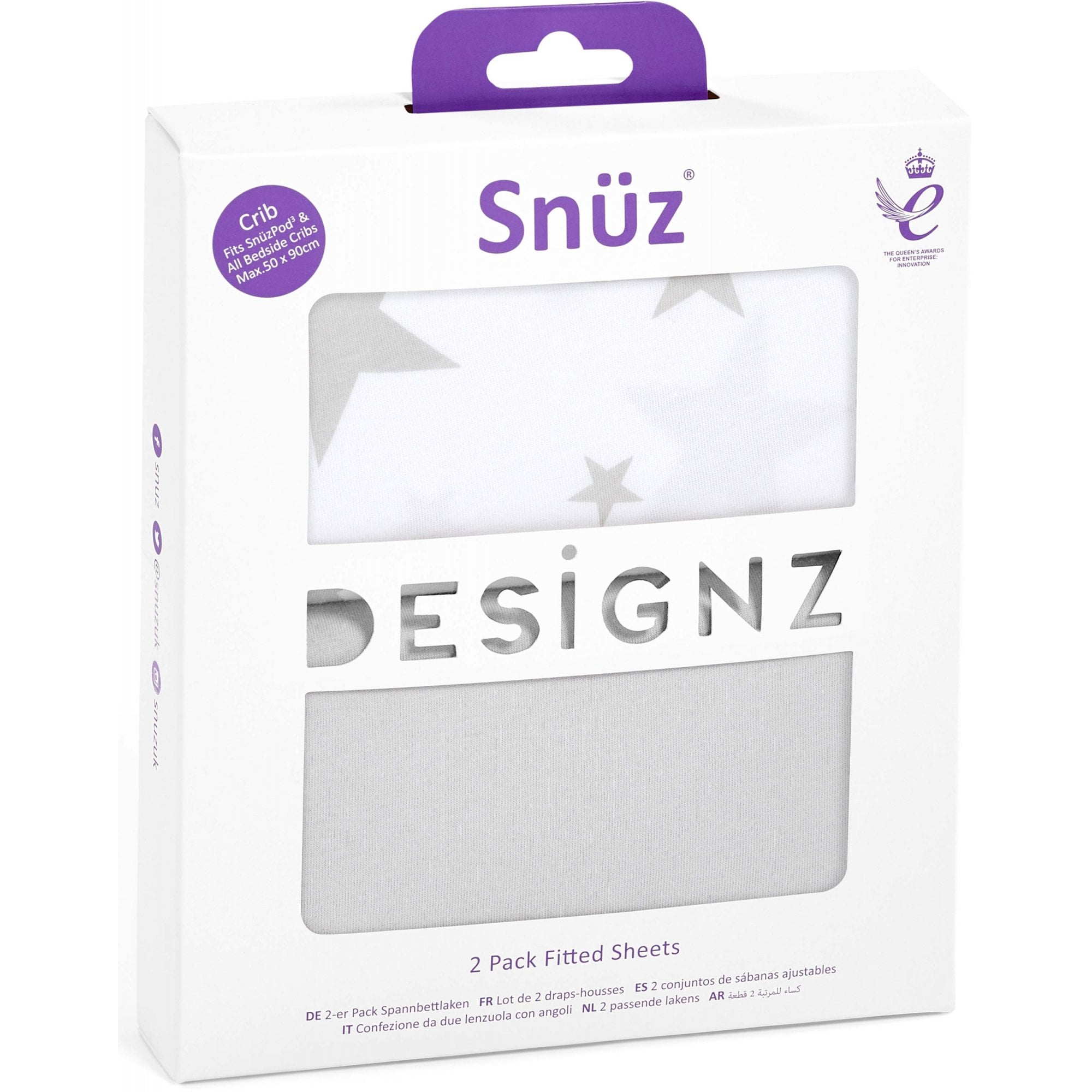 Snuz Crib Fitted Sheets 2 Pack Stars