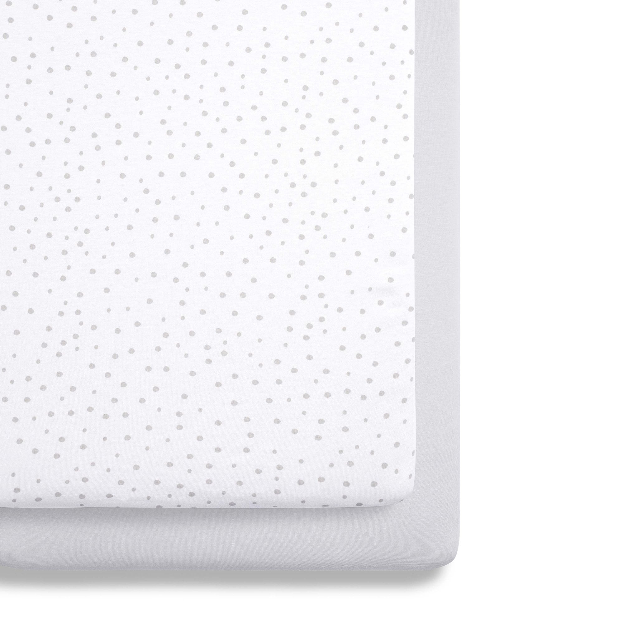 Snuz Crib Fitted Sheets 2 Pack Grey Spots