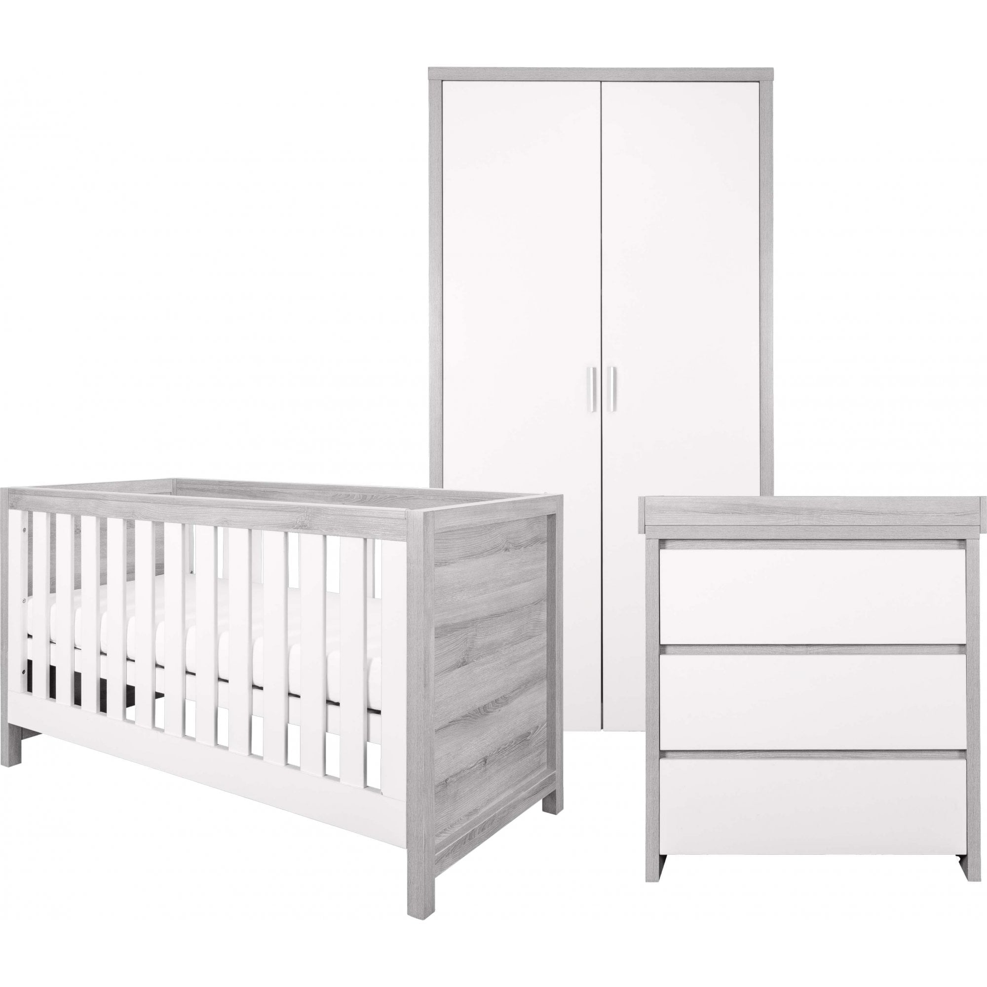 Tutti Bambini Modena 3 Piece Nursery Set Grey Ash / White