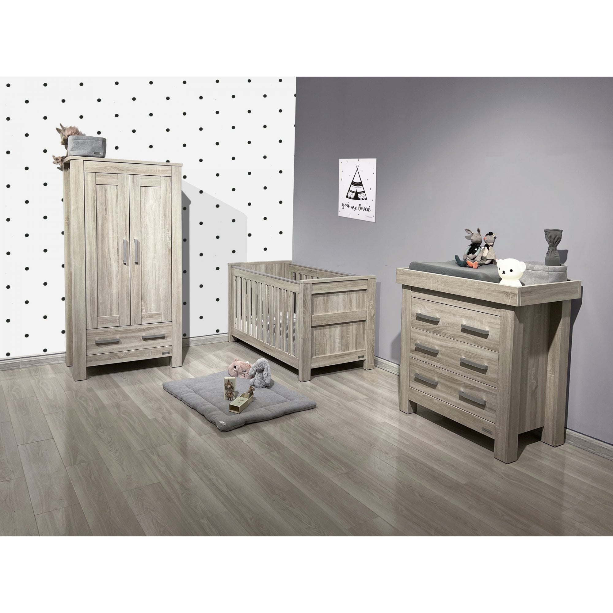 Babystyle Bordeaux Ash 3 Piece Nursery Furniture Set