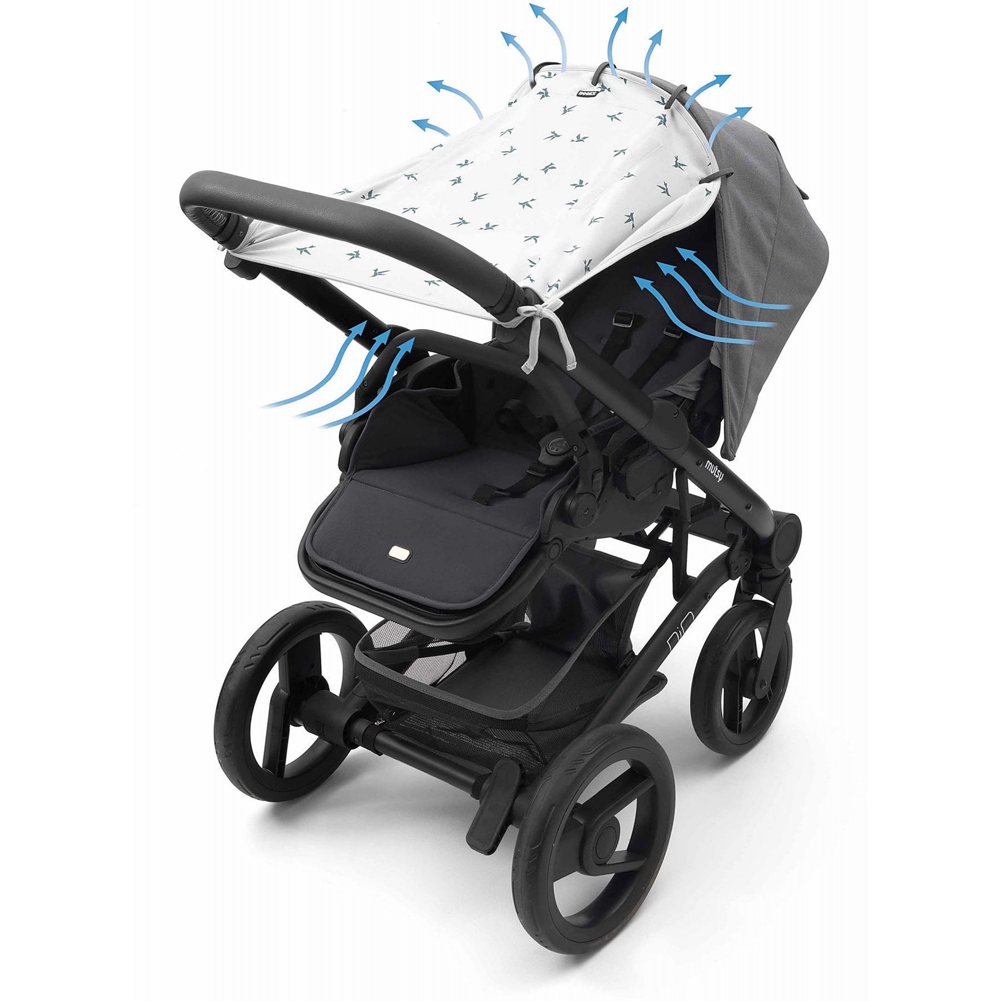 Dooky Universal Sun Shade Origami Swallow Grey Jade