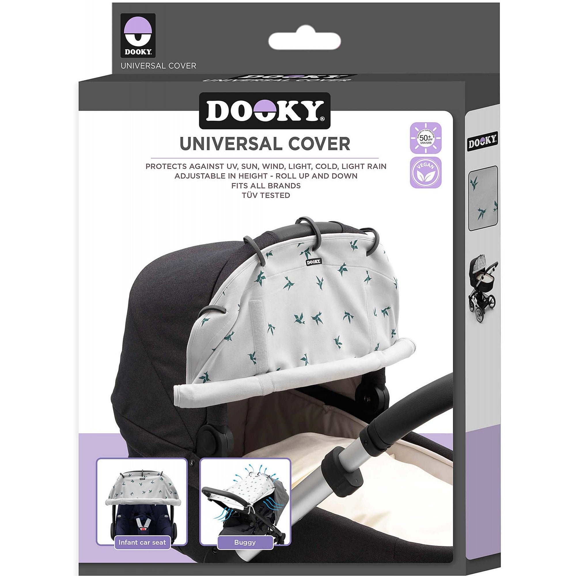 Dooky Universal Sun Shade Origami Swallow Grey Jade