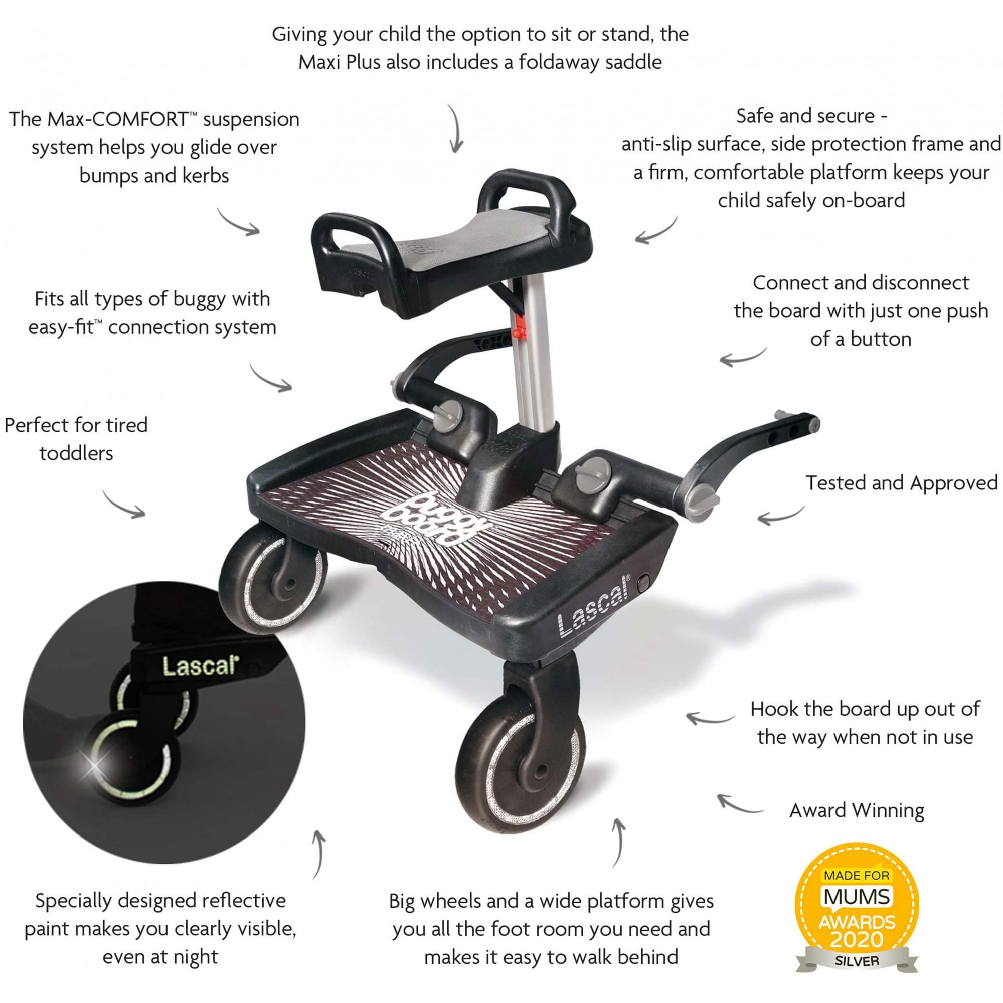 Lascal Maxi Plus Buggyboard & Saddle