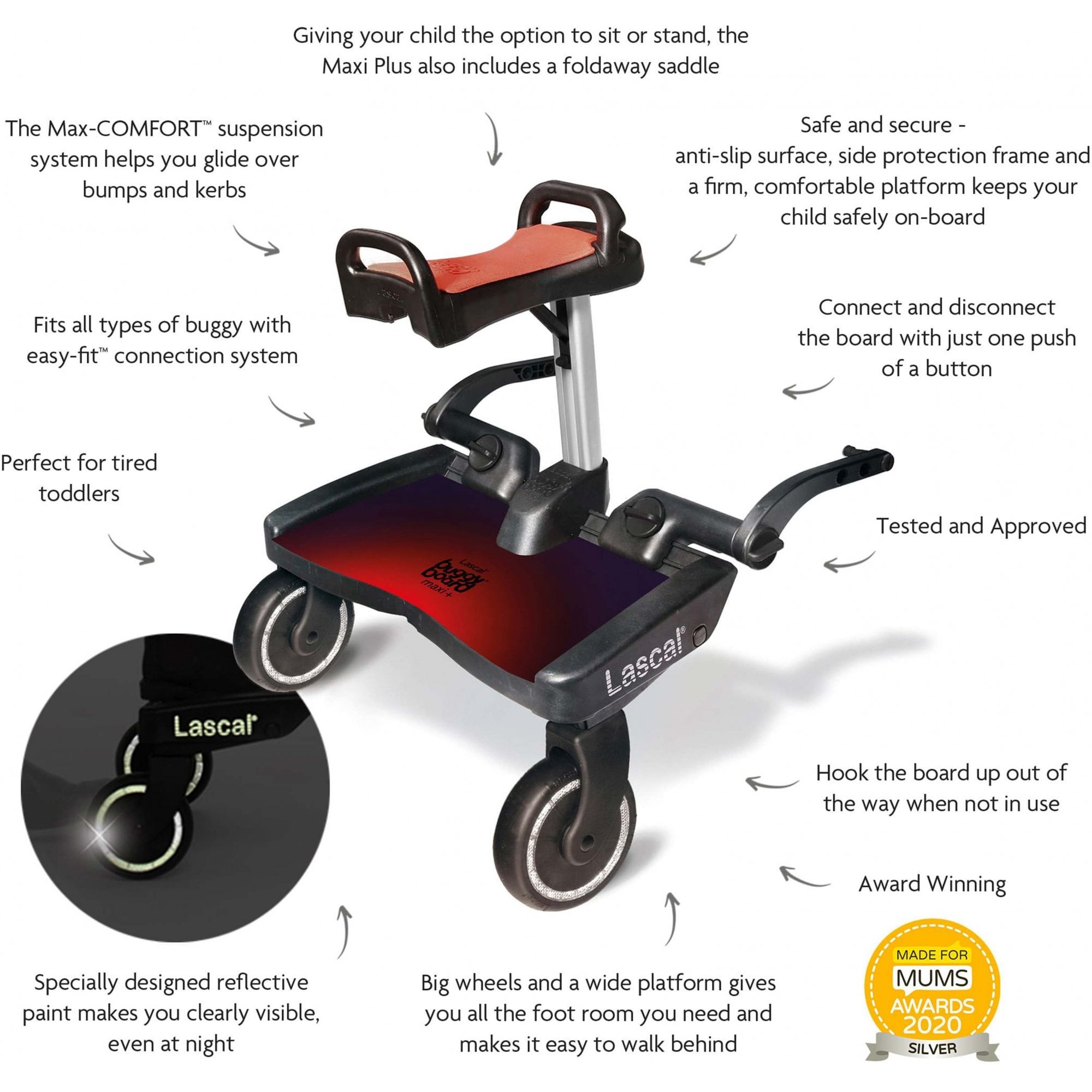 Lascal Maxi Plus Buggyboard & Saddle