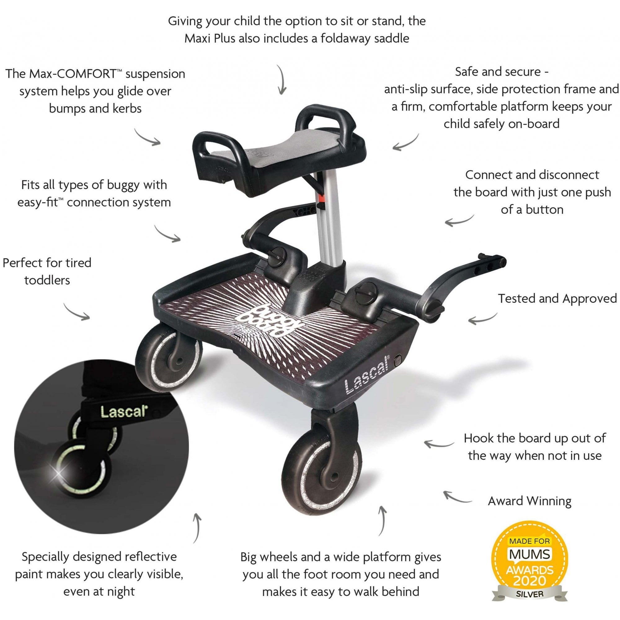 Lascal Maxi Plus Buggyboard & Saddle