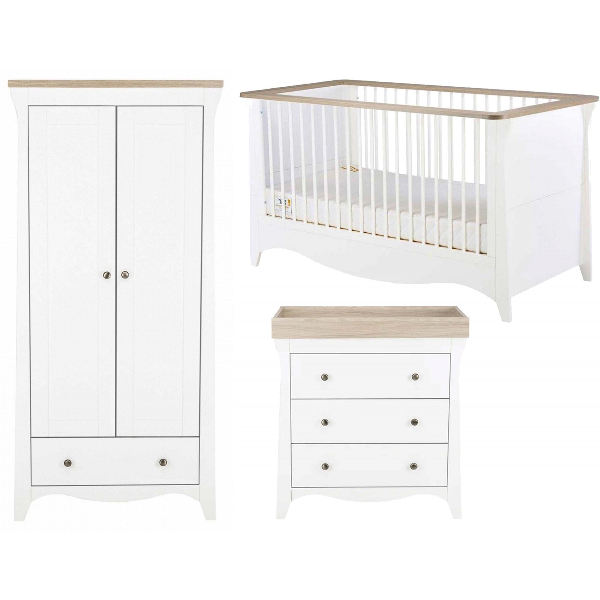 CuddleCo Clara 3 Piece Nursery Set White/Ash