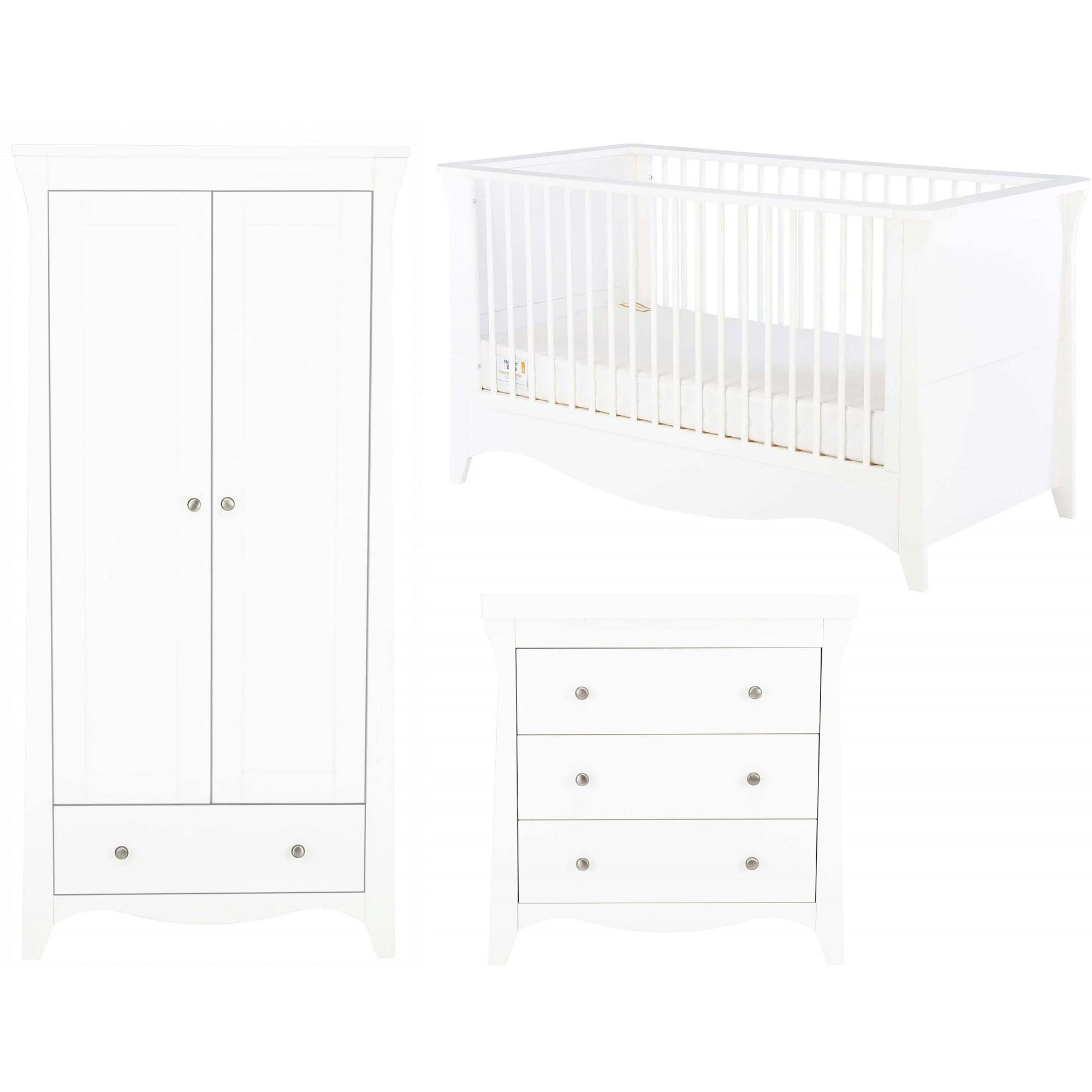 CuddleCo Clara 3 Piece Nursery Set White