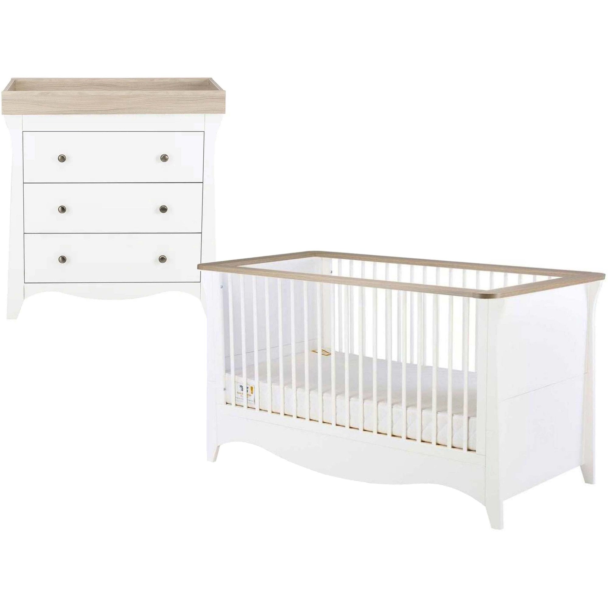 CuddleCo Clara 2 Piece Nursery Set White/Ash