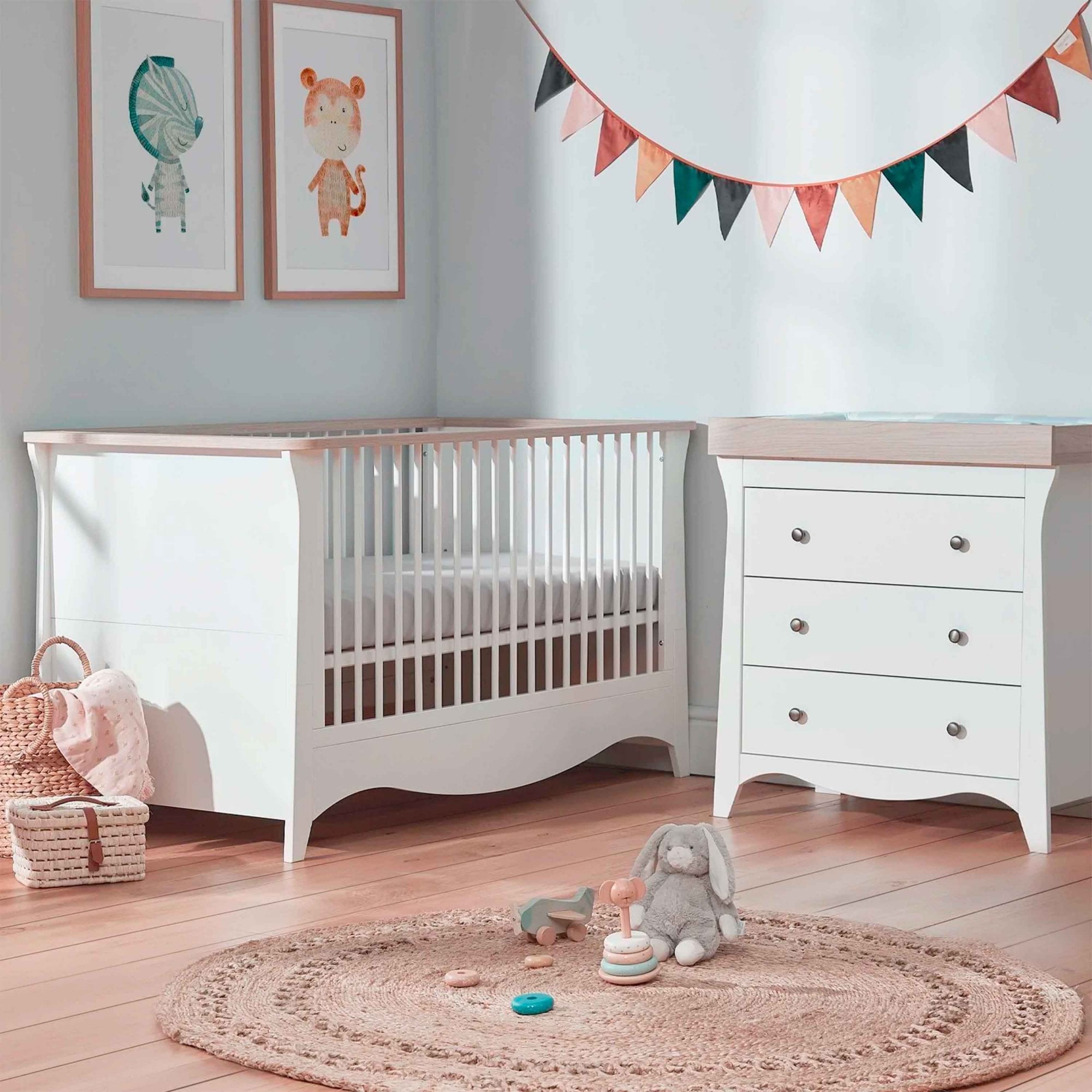 CuddleCo Clara 2 Piece Nursery Set White/Ash