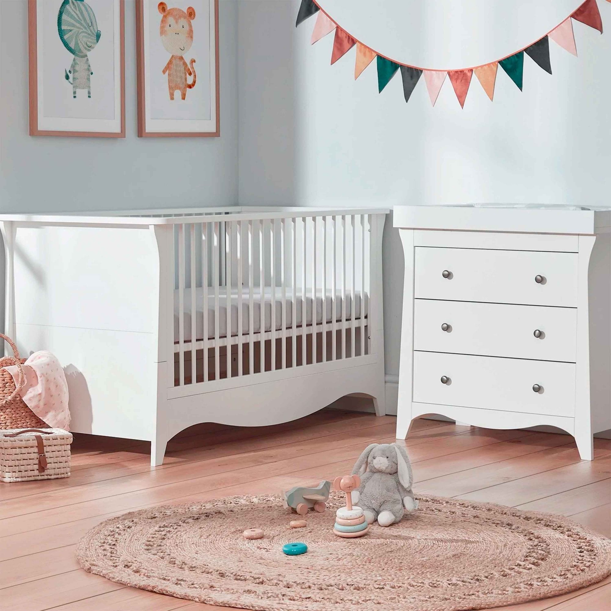 CuddleCo Clara 2 Piece Nursery Set White