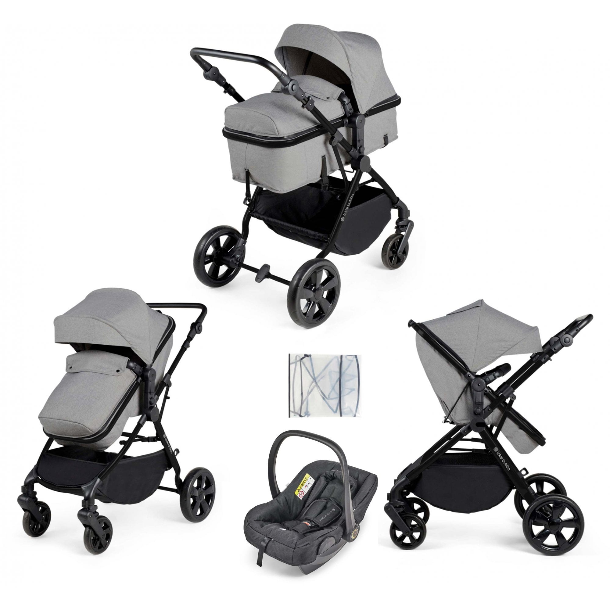 Ickle Bubba Comet 3 in 1 Travel System Space Grey With Astral Car Seat
