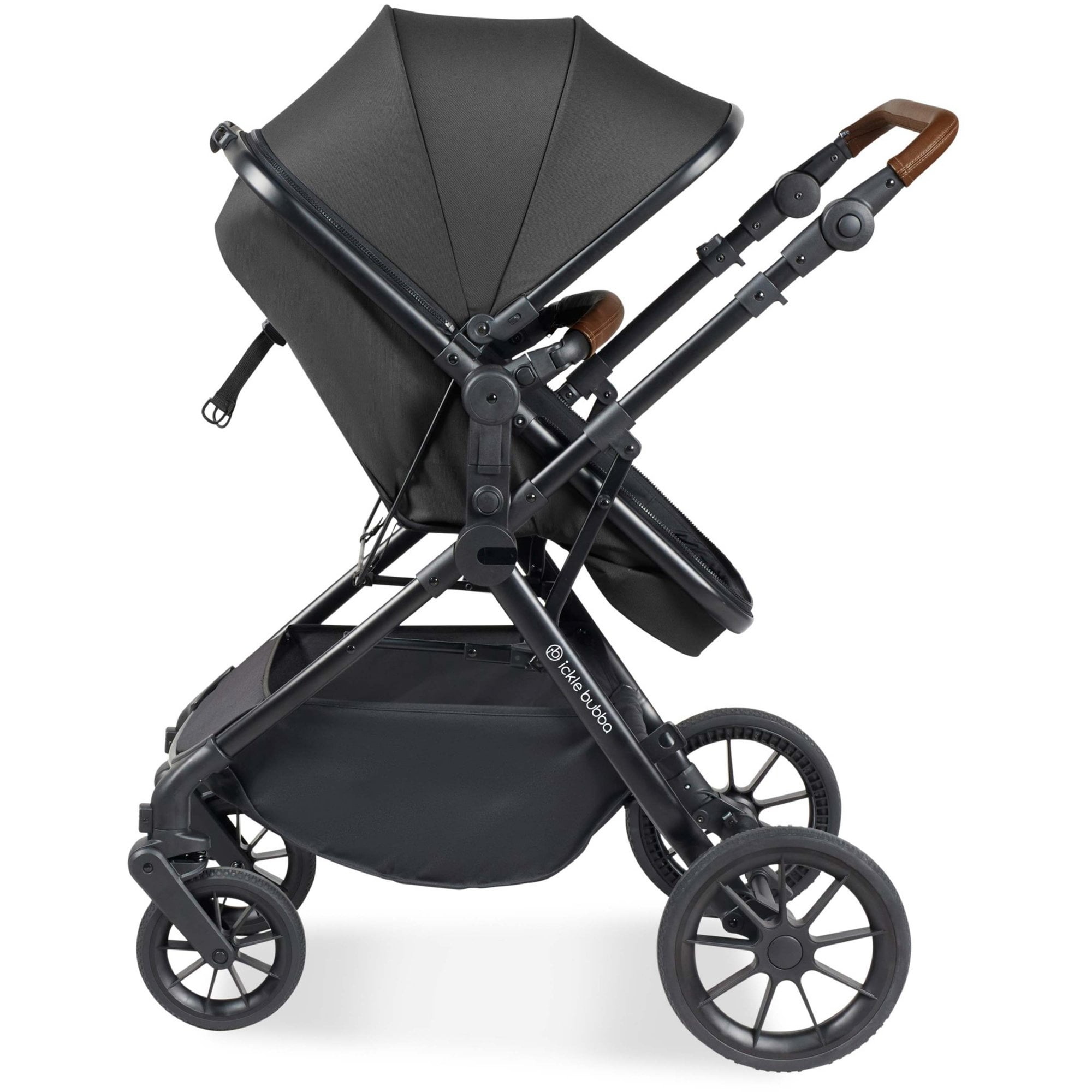 Ickle Bubba Cosmo 9 Piece Travel System with i-Size Stratus Car Seat & ISOFIX Base Graphite Grey