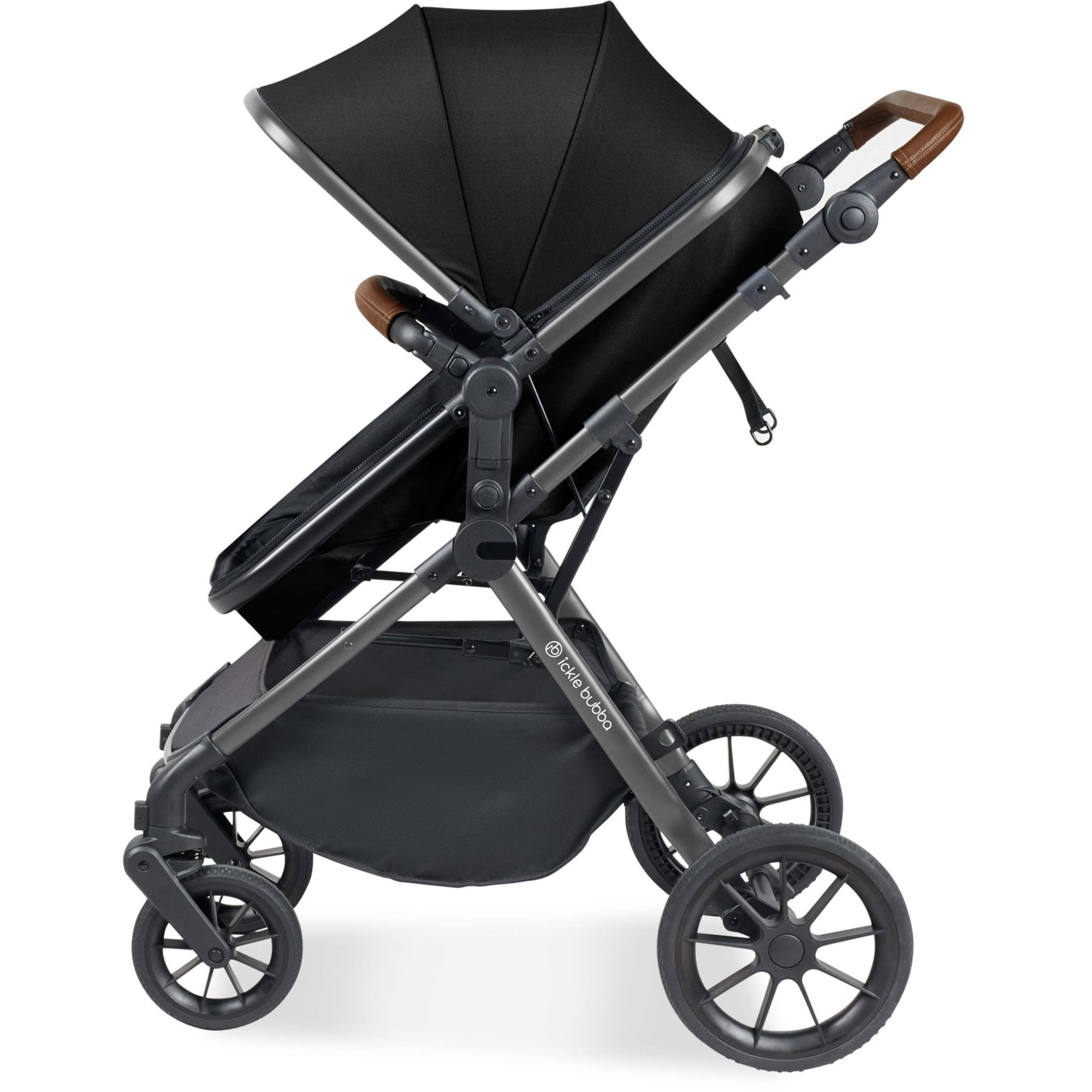 Ickle Bubba Cosmo 9 Piece Travel System with i-Size Stratus Car Seat & ISOFIX Base Black