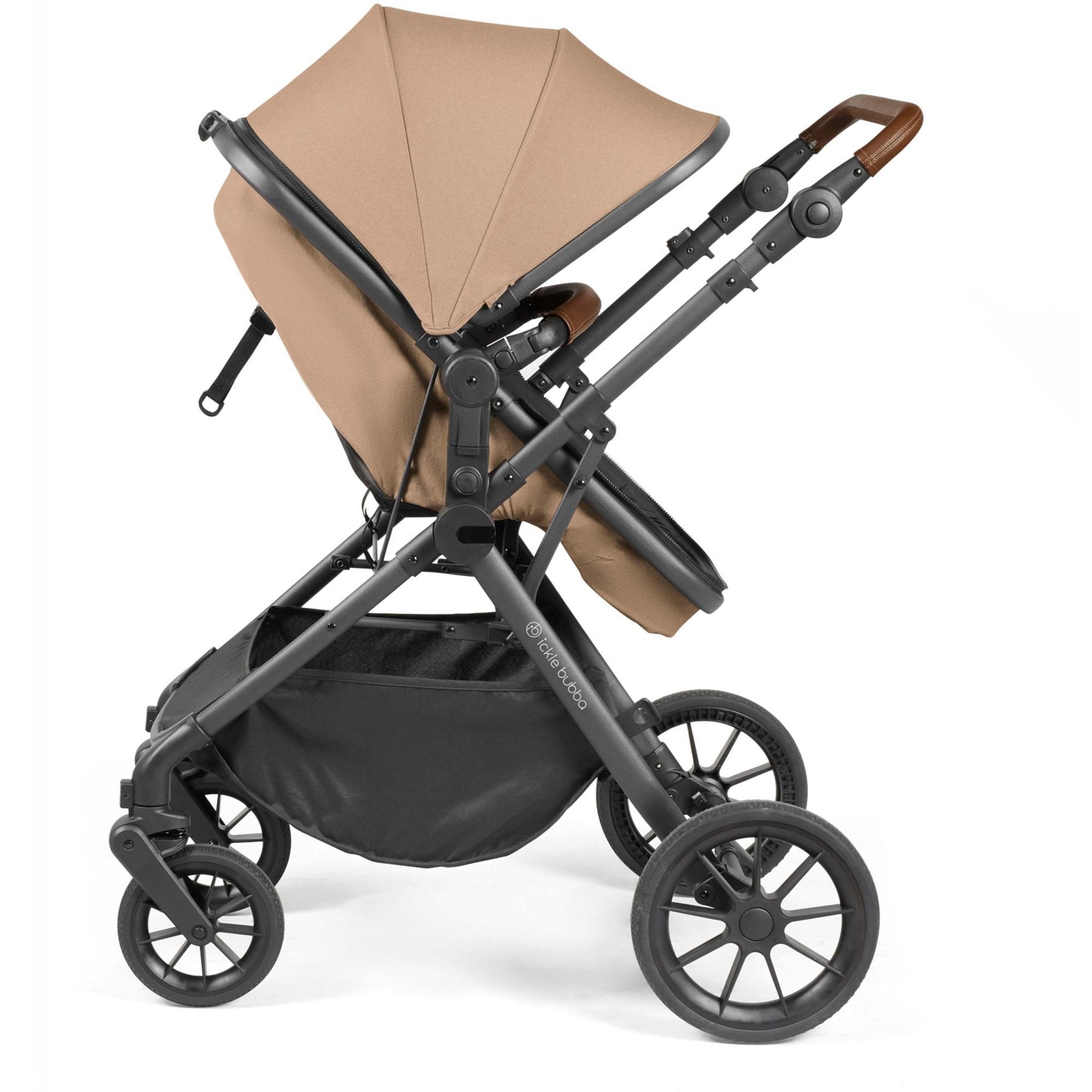 Ickle Bubba Cosmo 9 Piece Travel System + Nimbus i-Size Car Seat & Spin ISOFIX Desert