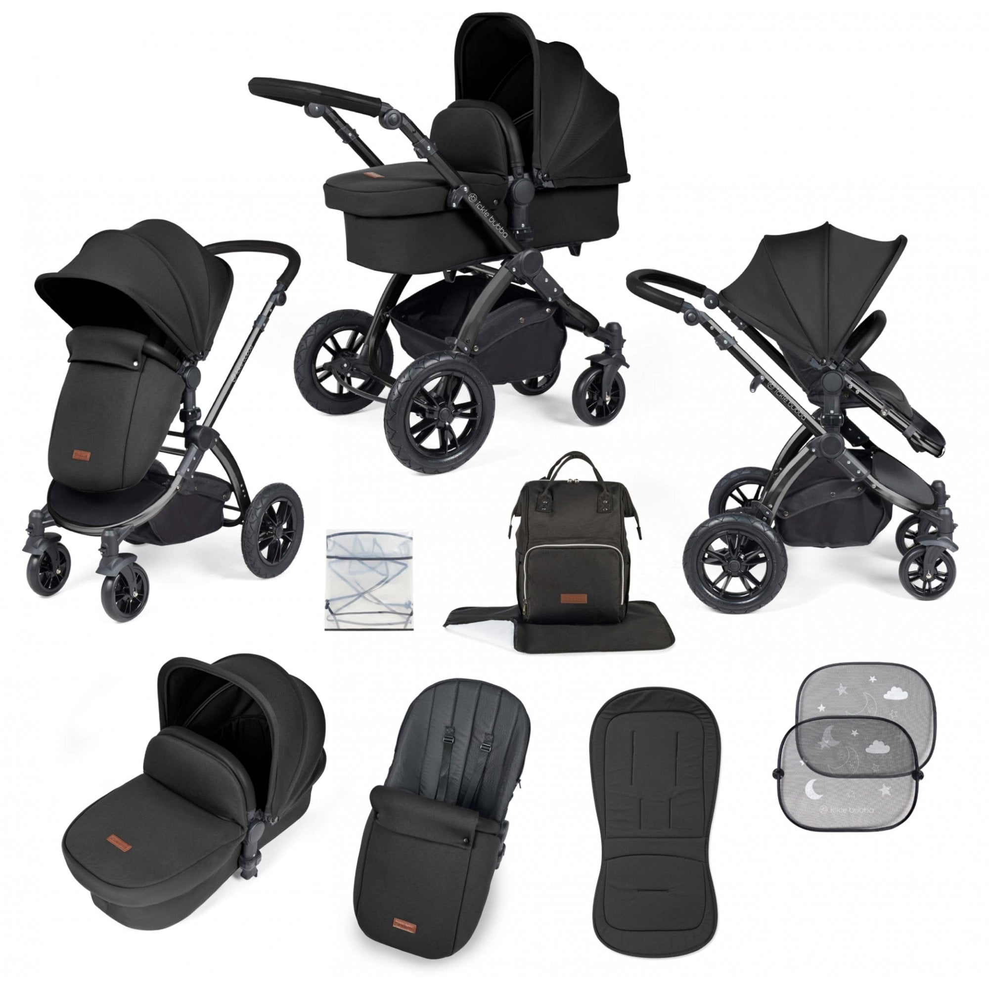 Ickle Bubba Stomp Luxe 9 Piece Pram Midnight
